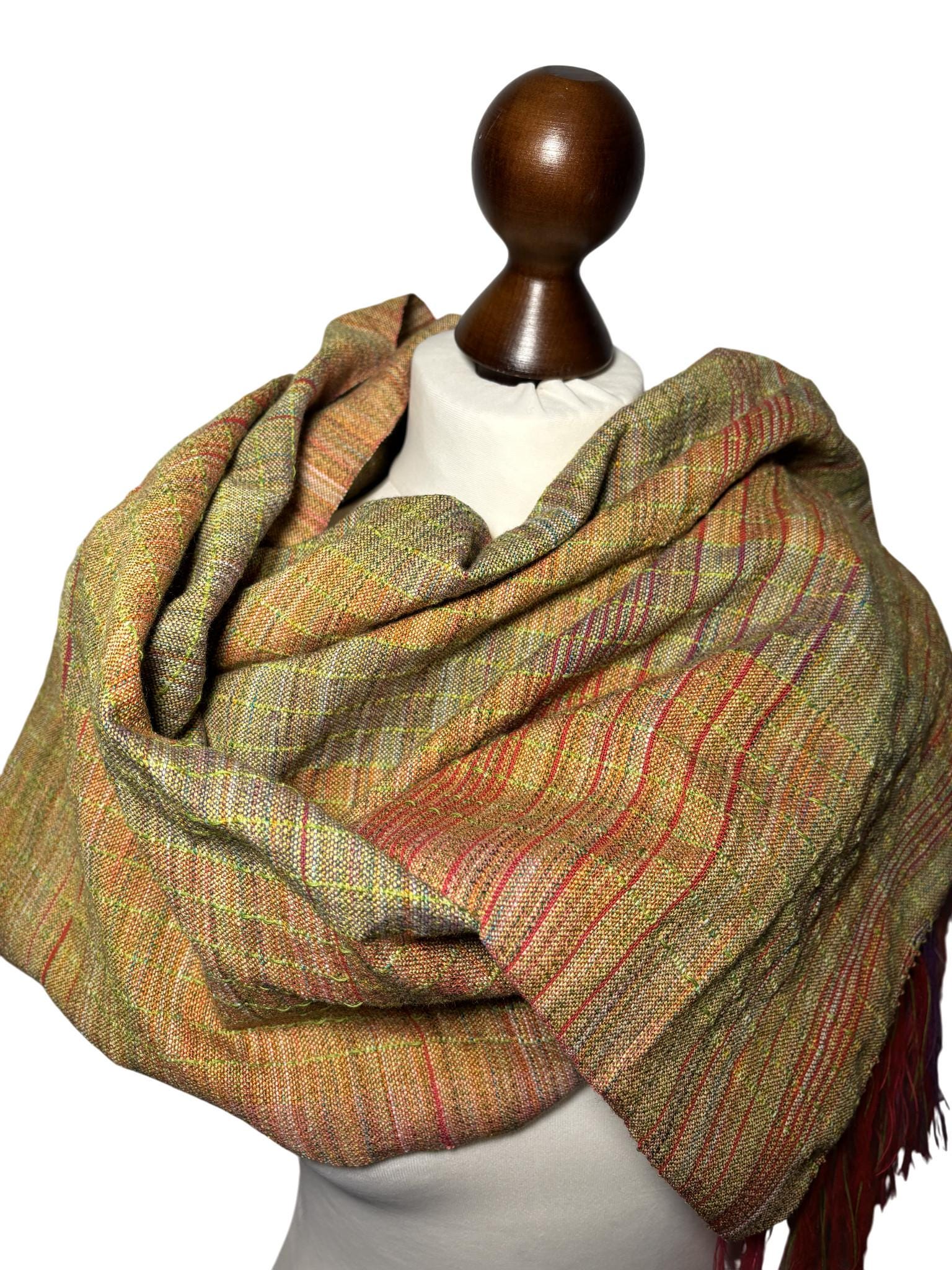 Hand-Dyed Merino Wool Scarf, Fall Colors, Personalizable Giftable Wrap, Woll Schal, Monogram Customizable, photo 3