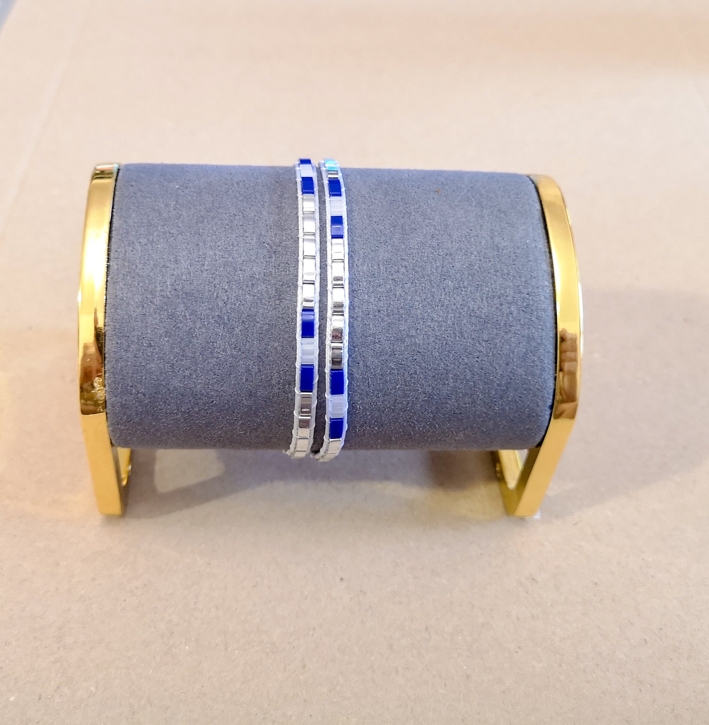 Double wrap bracelet, silver unisex glass bracelet