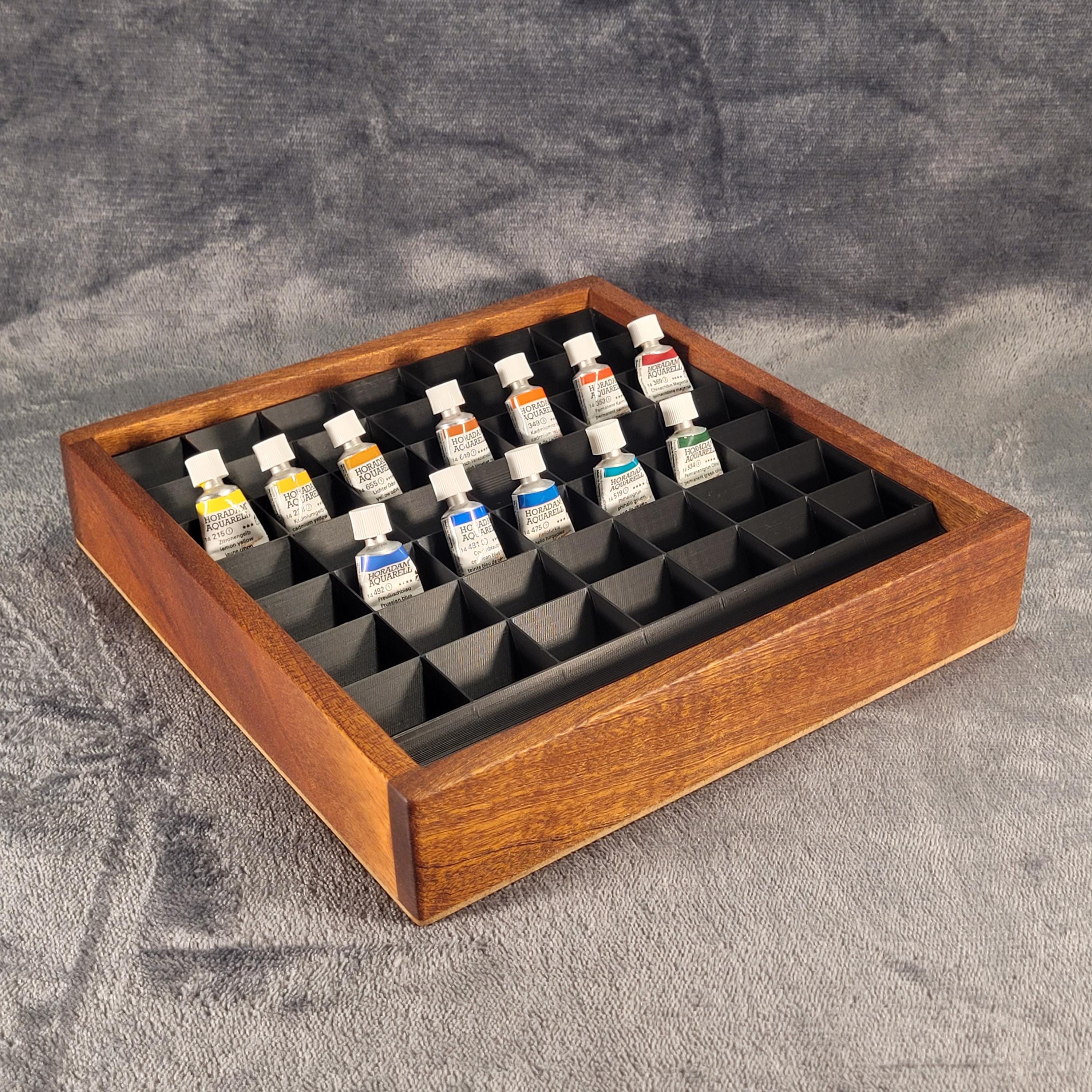 Teak Paint Tube Organizer – Artist Studio Storage Box for Oils, Acrylics, photo 4