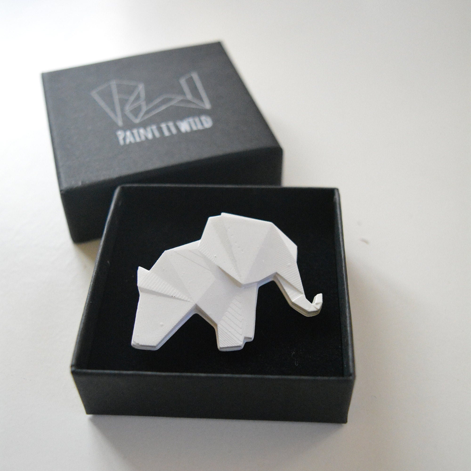 Origami elephant brooch: geometric badge, contemporary Wedding Lapel Pin gift