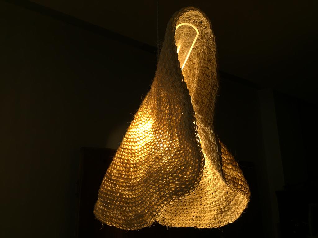 Folded Rope Crochet Pendant Lamp 