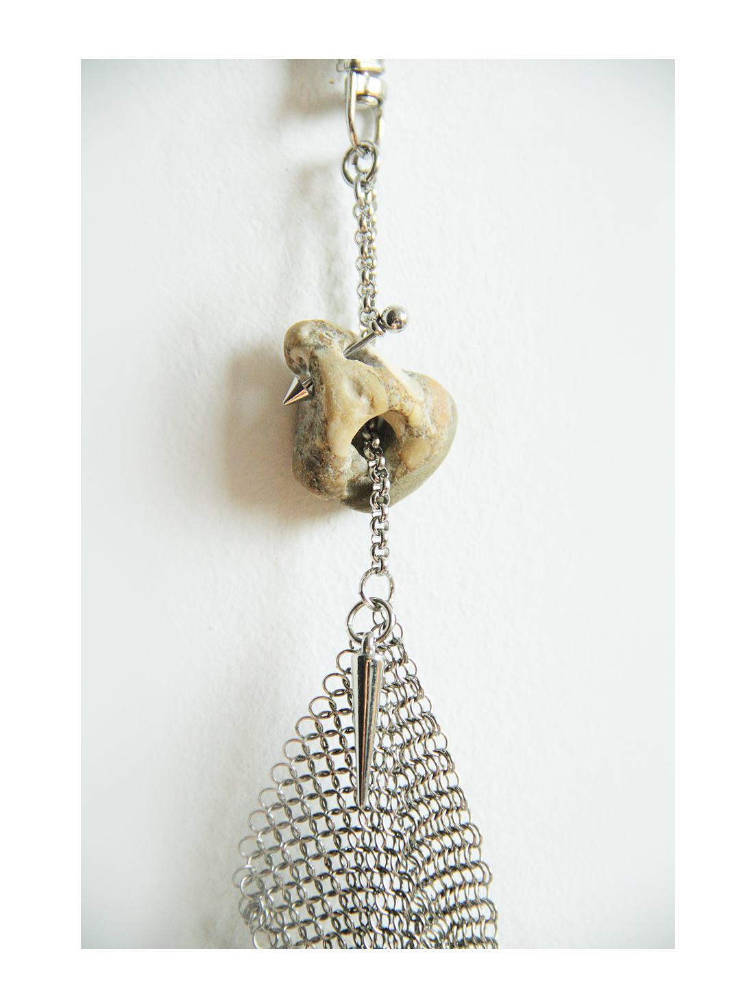 Handmade Stone & Chainmail Bag Charm – Natural Stone Keychain & Alternative Bag Accessory, photo 3