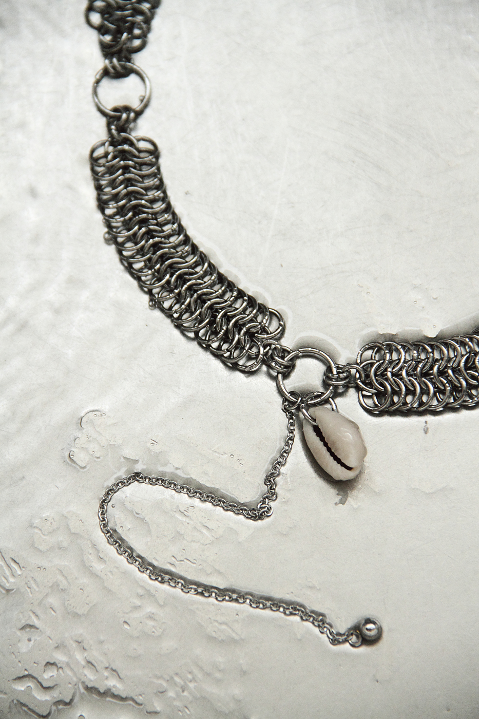 Chainmail Choker with Cowrie Shell , photo 4