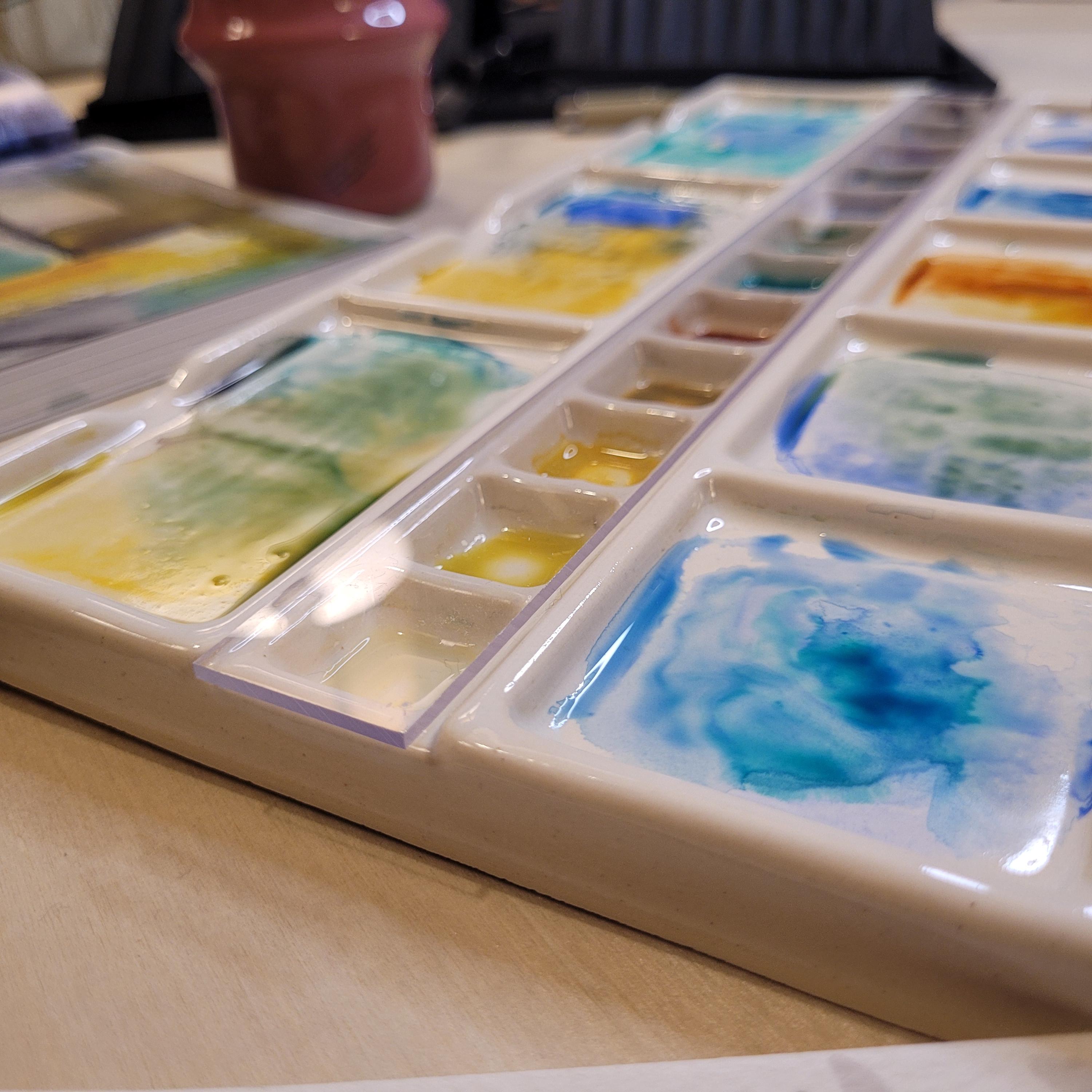 Large Ceramic Paint Palette - 14 Paint Wells - Large Mixing Area - Handmade for mixing Watercolour, Oil, Acrylic or Gouache, photo 4