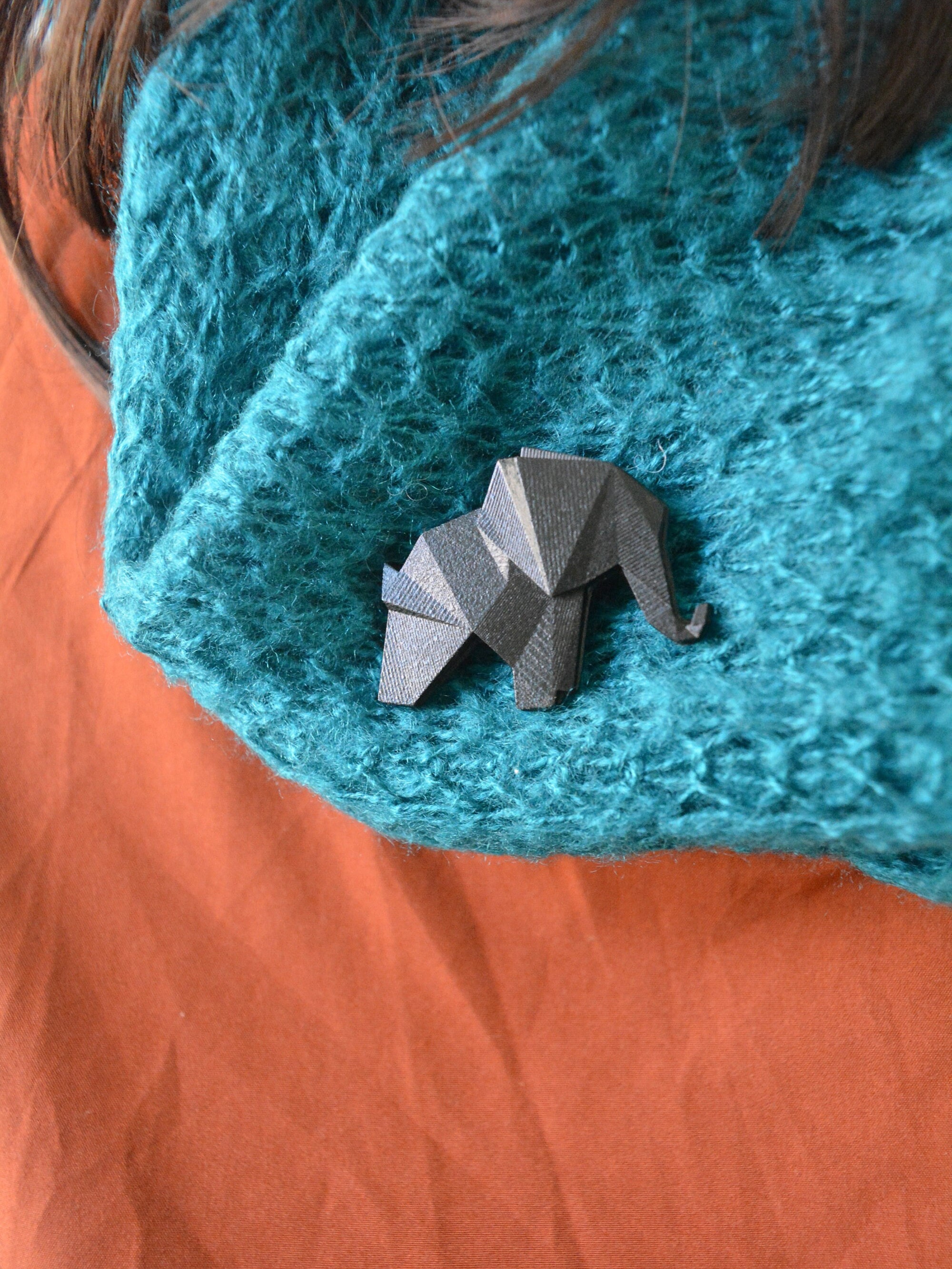 Origami elephant brooch: geometric badge, contemporary Wedding Lapel Pin gift, photo 2