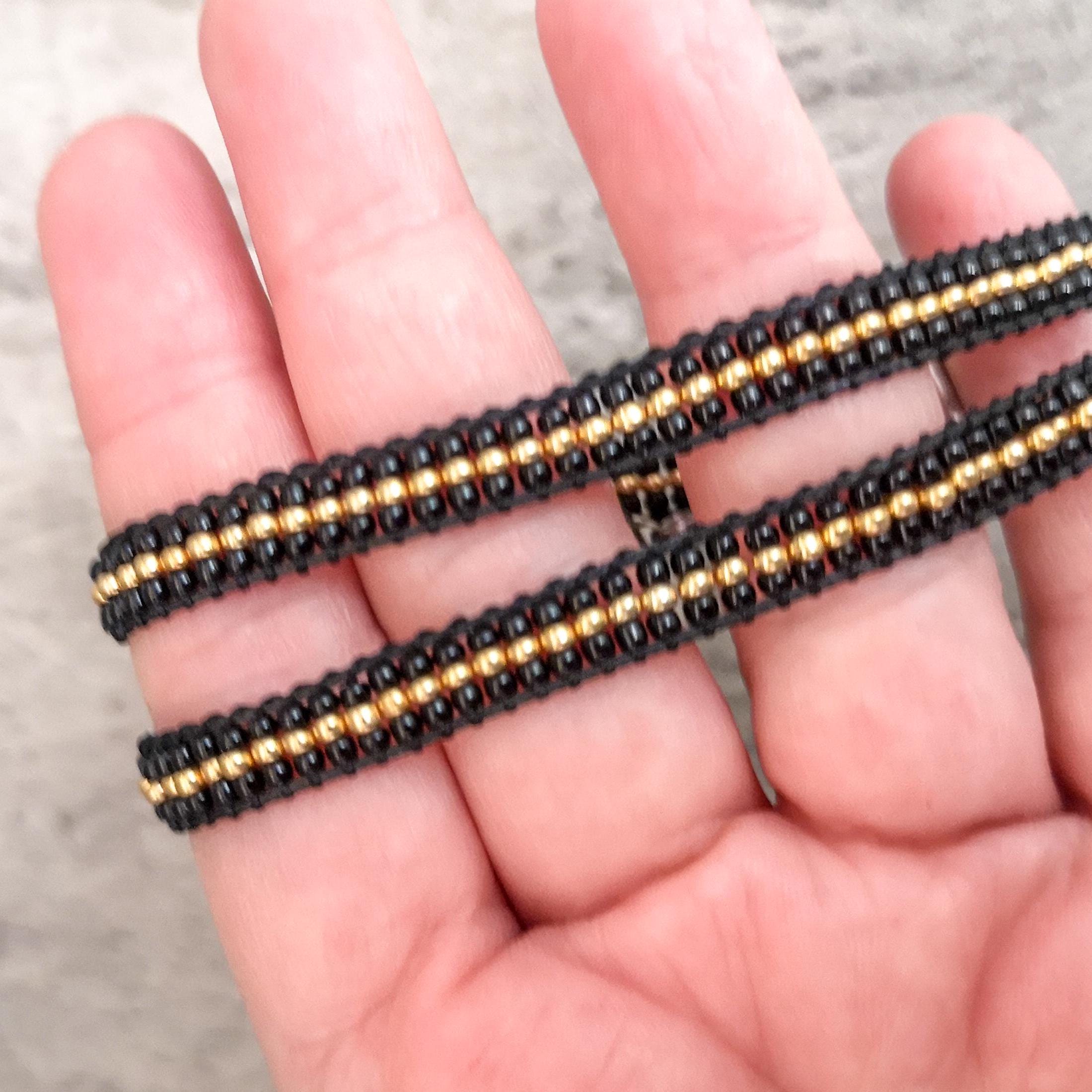 Black and gold double wrap beaded bracelet, photo 5