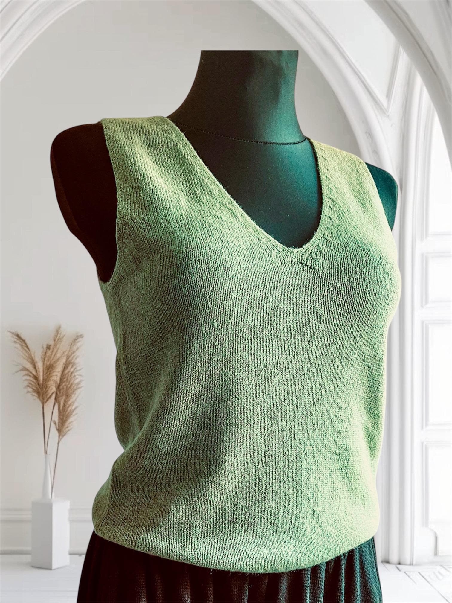 Tank top light Green  Women's Sleeveless Top, cashwool extra soft, non -itchy
