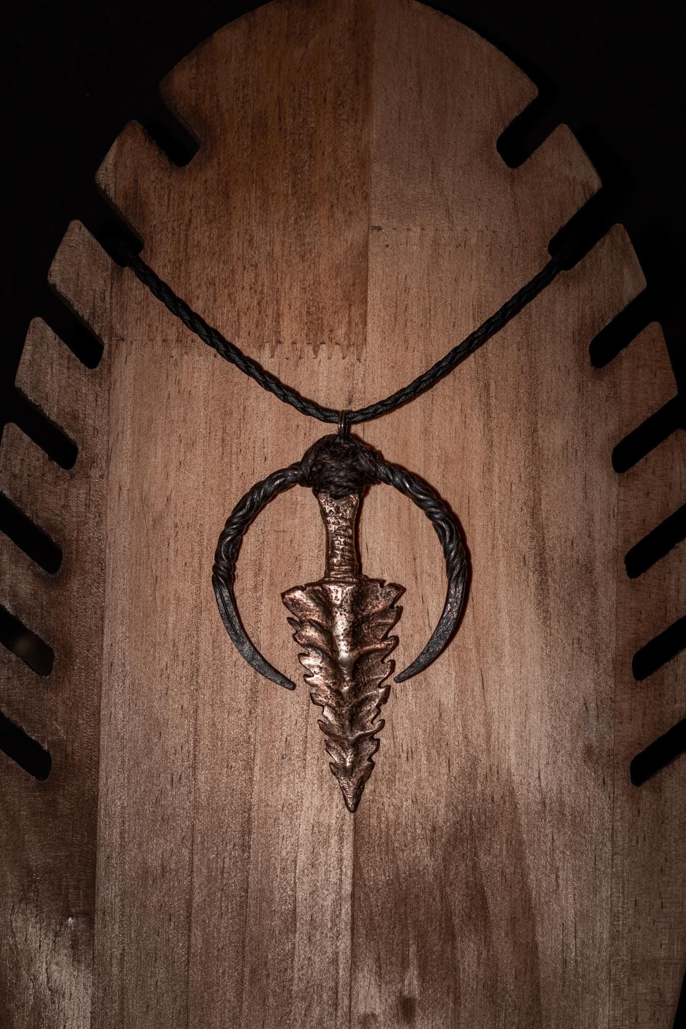 Nightwalker Witch Talisman, Hand-forged iron, cast bronze pendant, photo 3