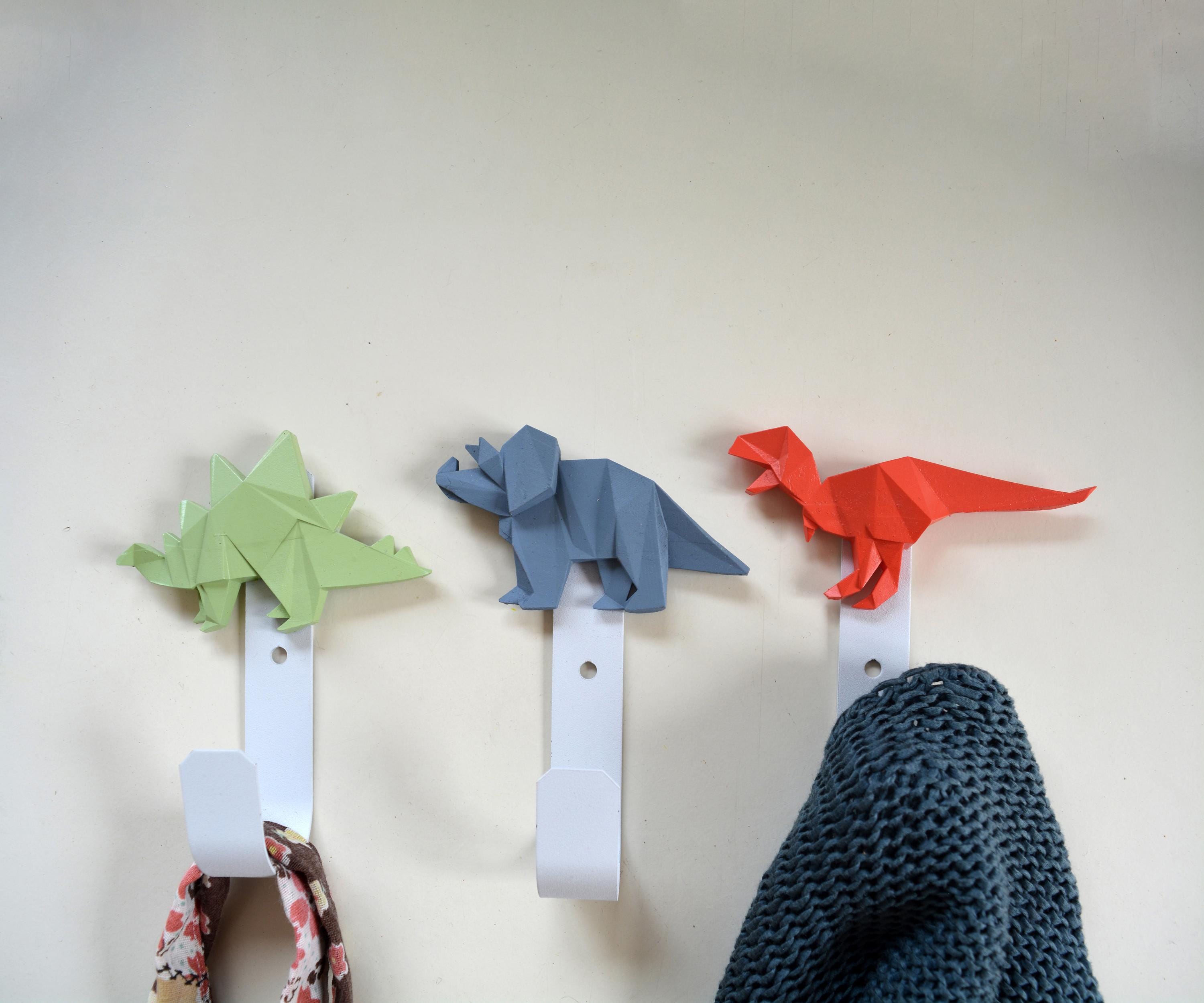 Dinosaur Wall Hook, Children's Decorative Hanger, T. rex, Triceratops, Stegosaurus, Bathroom Towel or Clothes Hook, Baby's Nursery Gift