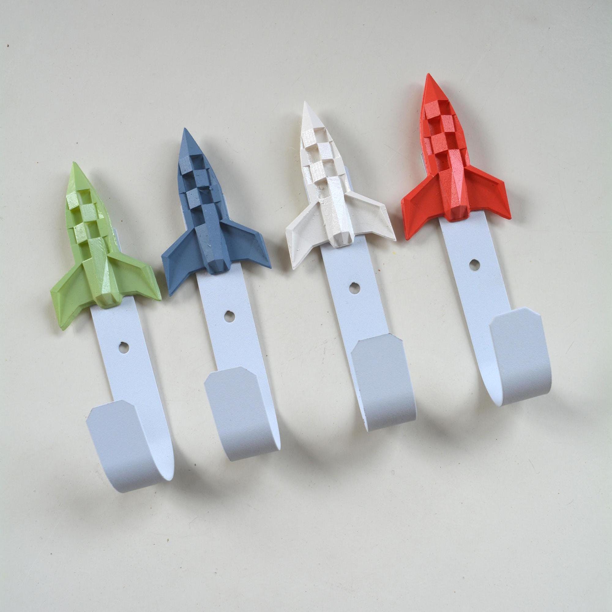 Rocket Children's Hook, Baby's Nursery Hanger for Clothes, Decorative Origami Space Towel Hook for Bathroom