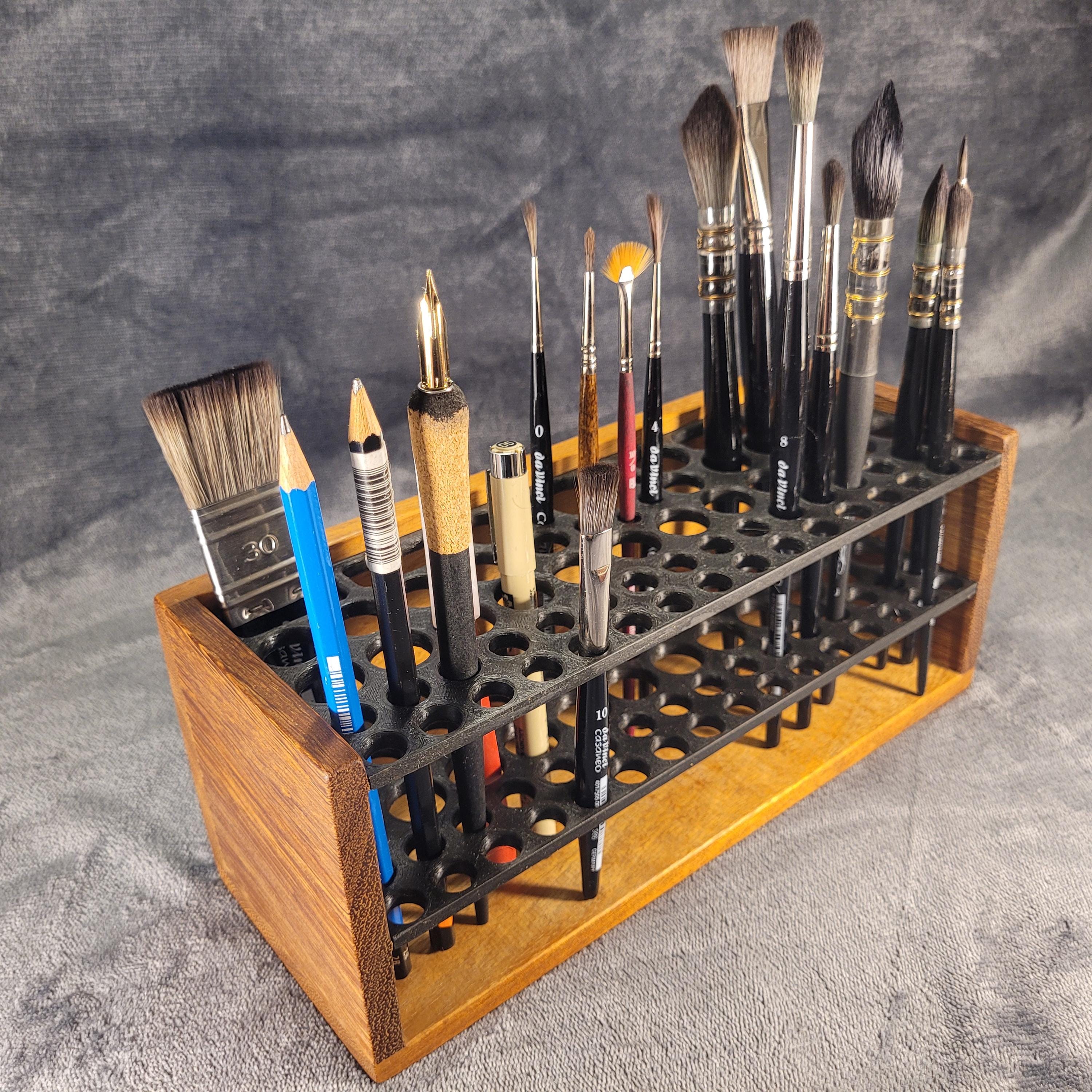 General Hardwood Brush/Tool Organizer - For Artists, Potters, Makers and Makeup Artists - Holds up to 68 Brushes, photo 4