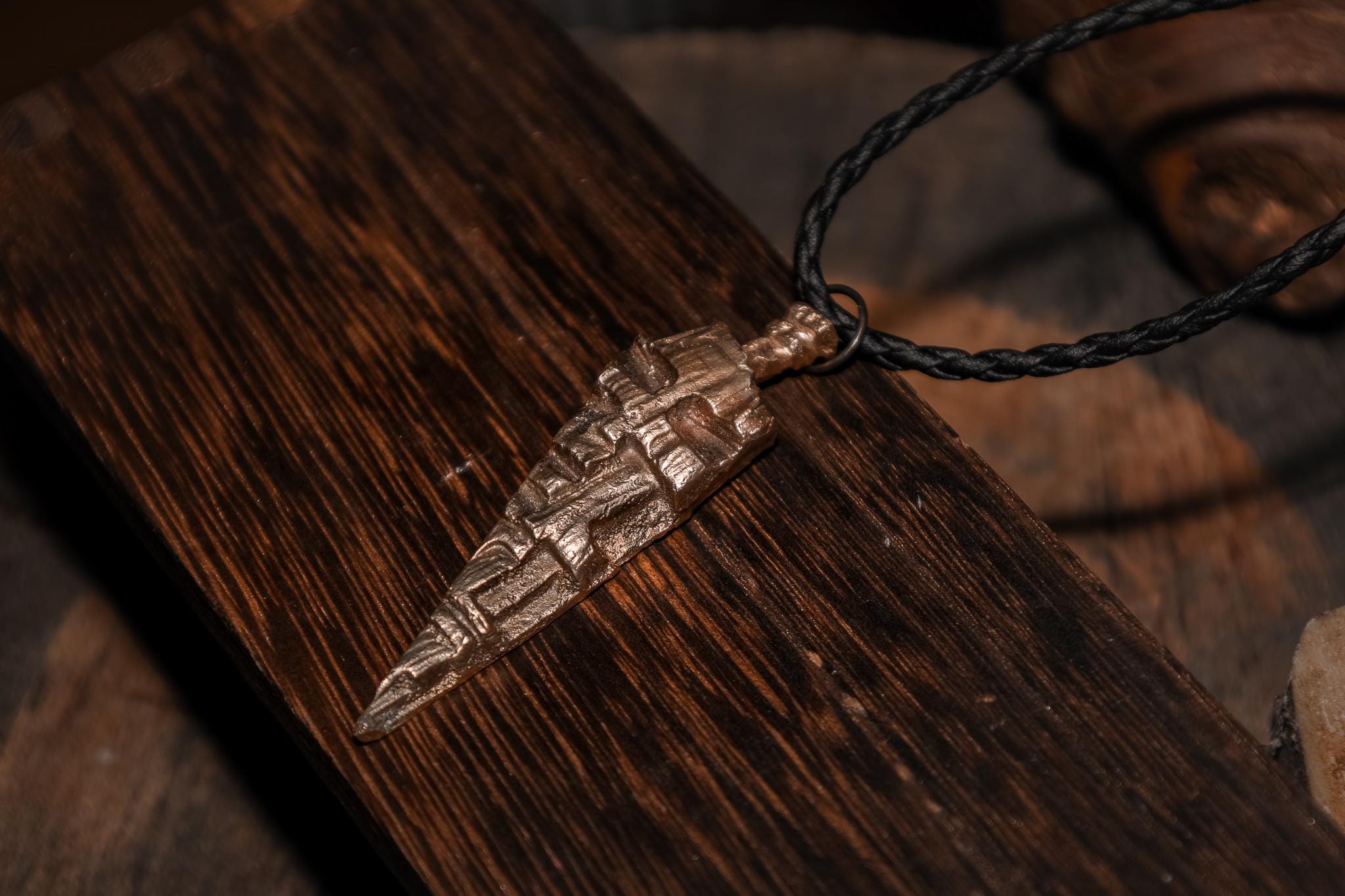Bronze Titan Talisman “Xed”– Hand Cast Pendant, Heavy Jewelry, Dark Fantasy Amulet, photo 2
