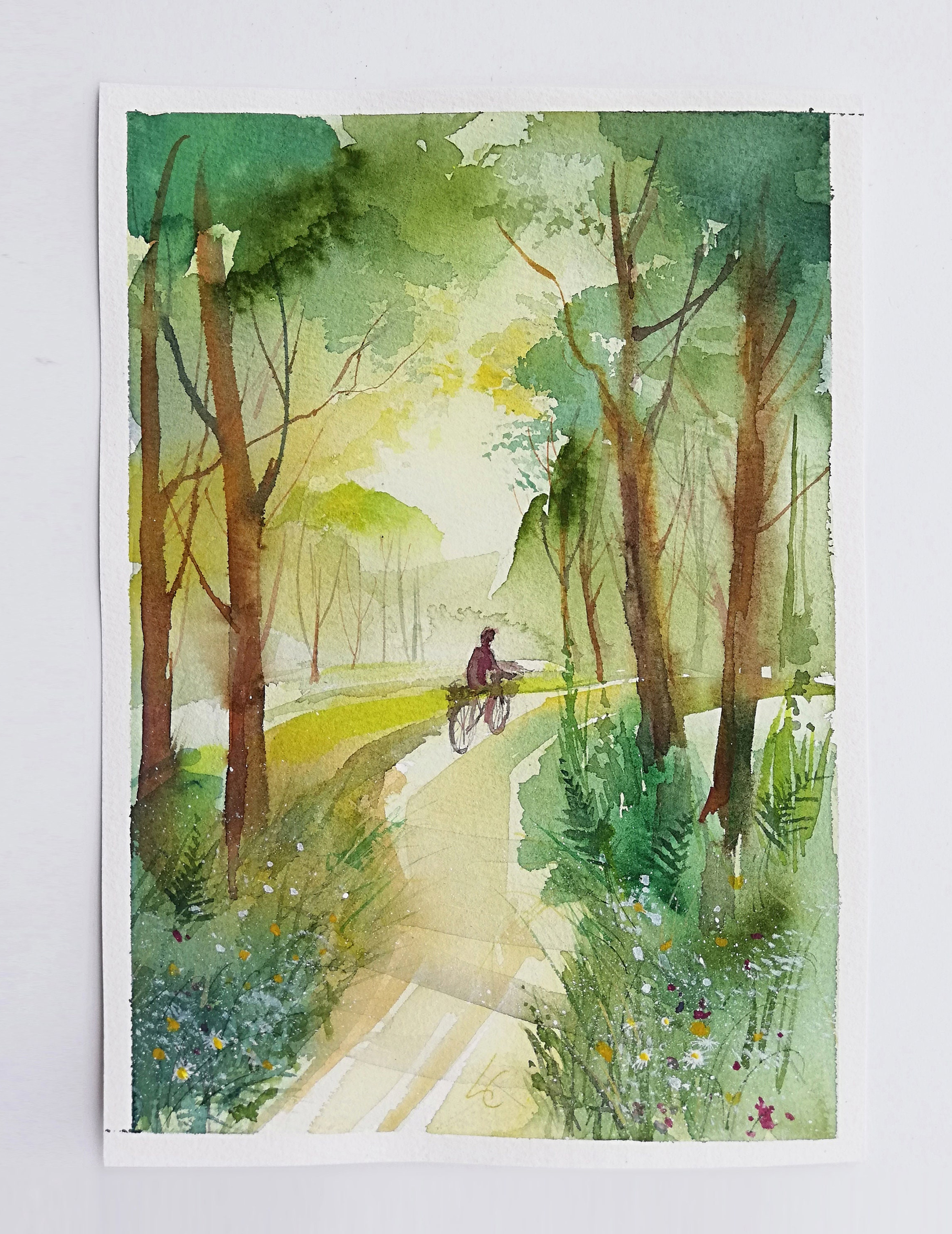 Summer forest landscape. Watercolor., photo 4