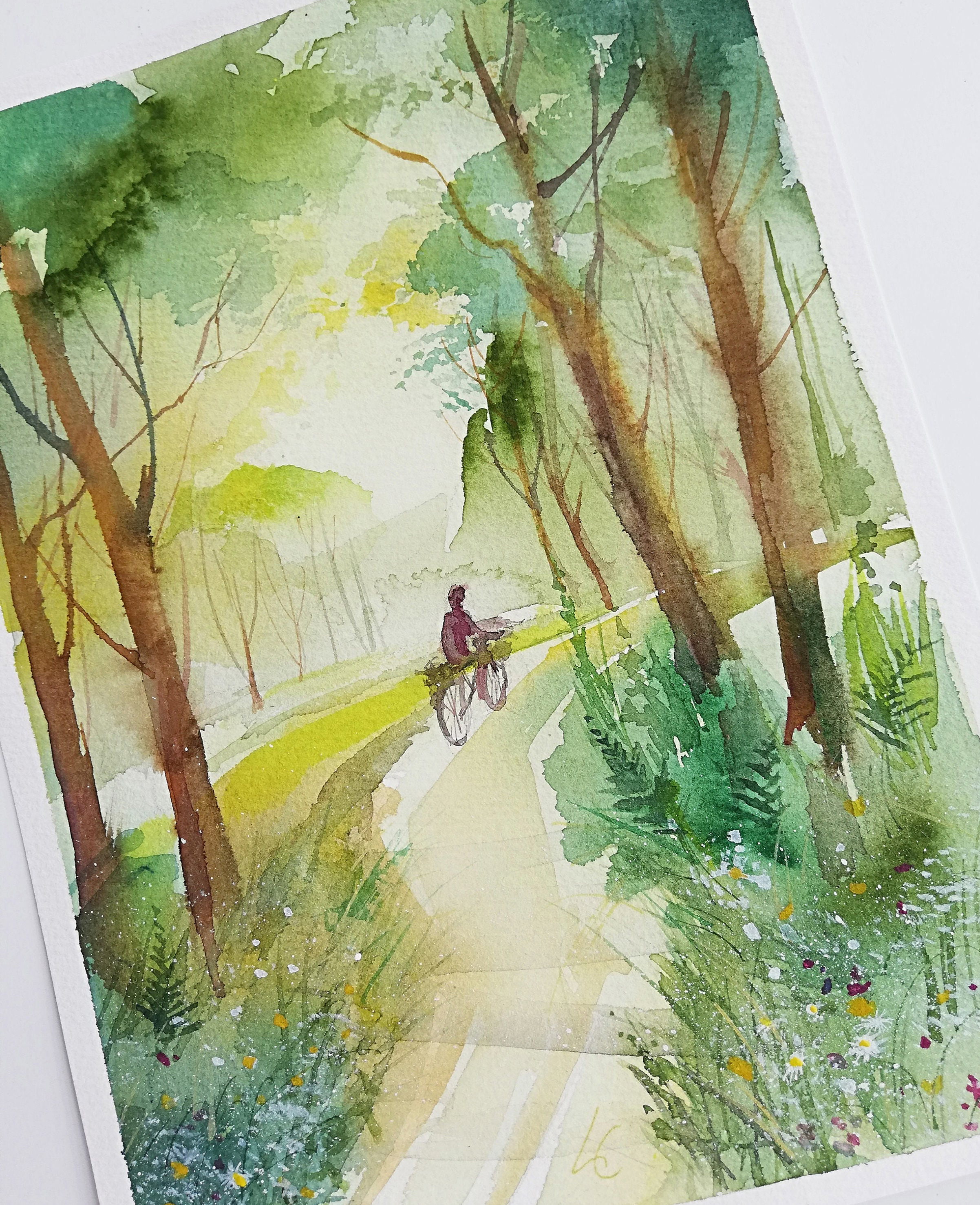 Summer forest landscape. Watercolor., photo 3
