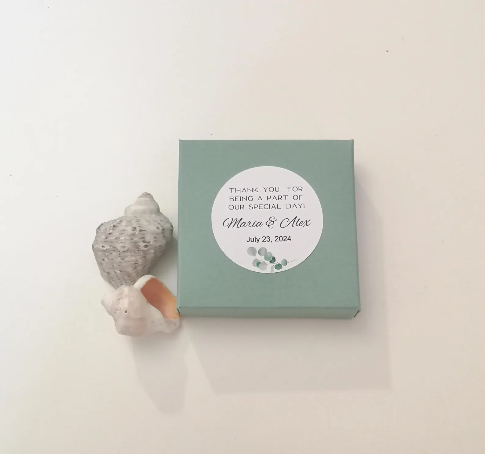 Sage favor boxes, personalized wedding gift boxes, 7x7 cm height 2cm, photo 4