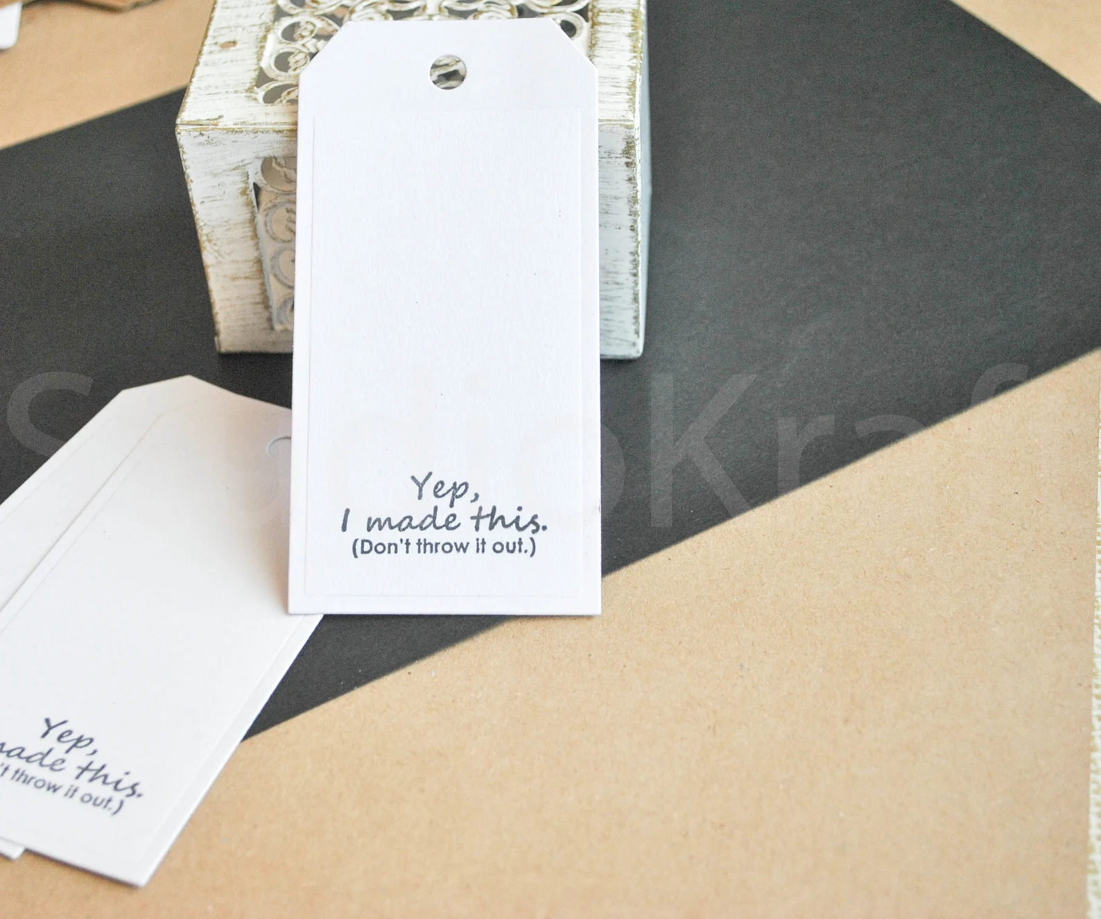 Extra large white paper tags 15 pc. , hand stamped with funny quotes, labels for handmade items wrapping , thick card stock cards, photo 2