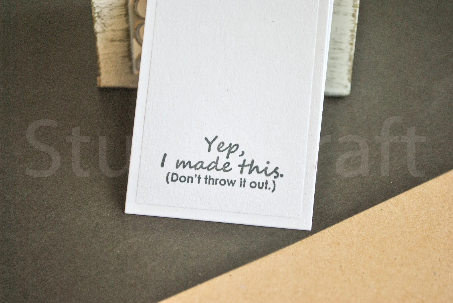 Extra large white paper tags 15 pc. , hand stamped with funny quotes, labels for handmade items wrapping , thick card stock cards, photo 3