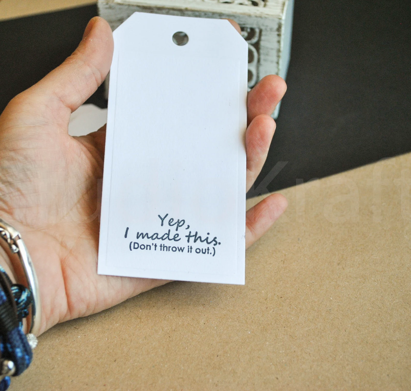Extra large white paper tags 15 pc. , hand stamped with funny quotes, labels for handmade items wrapping , thick card stock cards