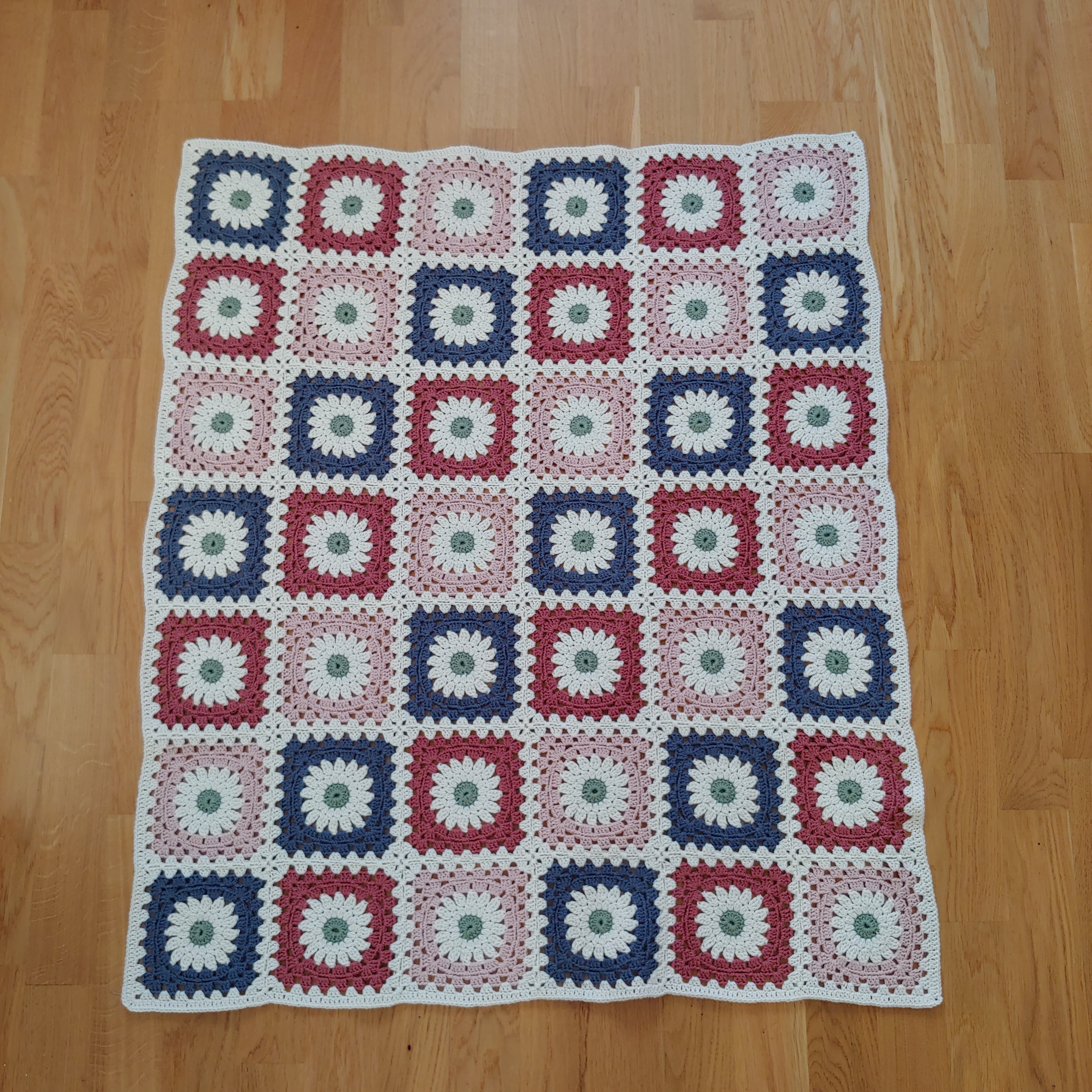 Hand-Crocheted Children’s Blanket, Flower squares, 72 × 85 cm , photo 2
