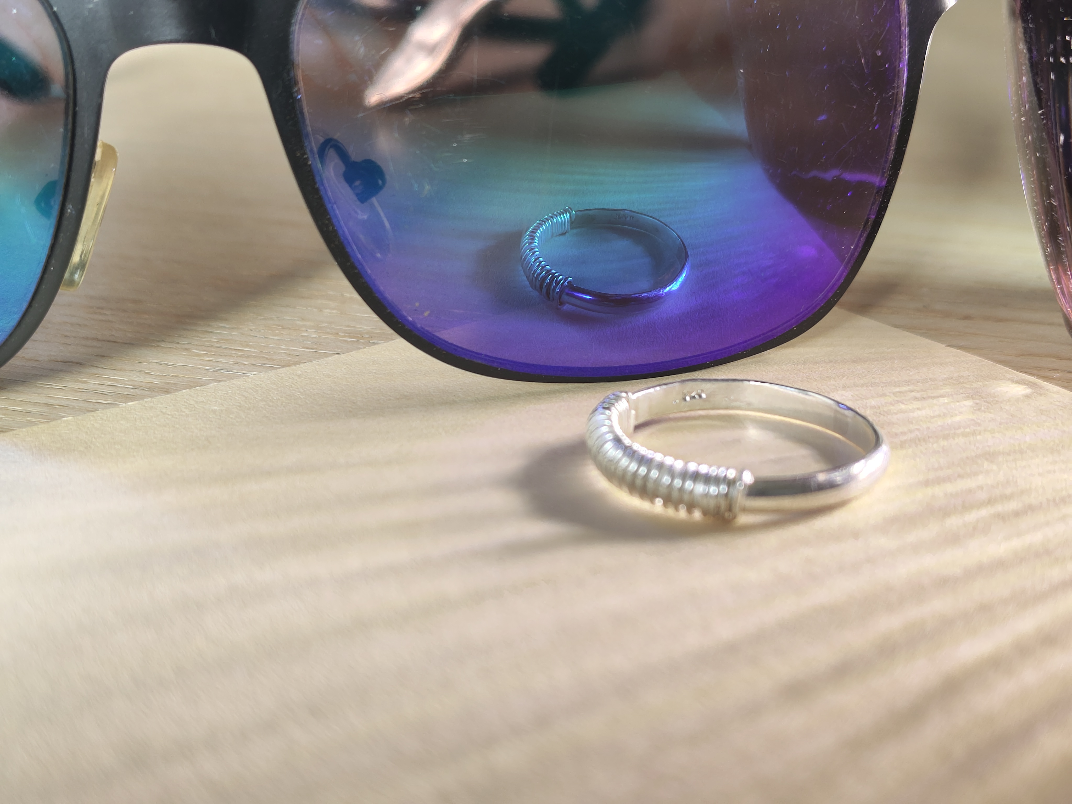 Sterling silver ring band, hand-wrapped in a coil of silver wire, photo 4