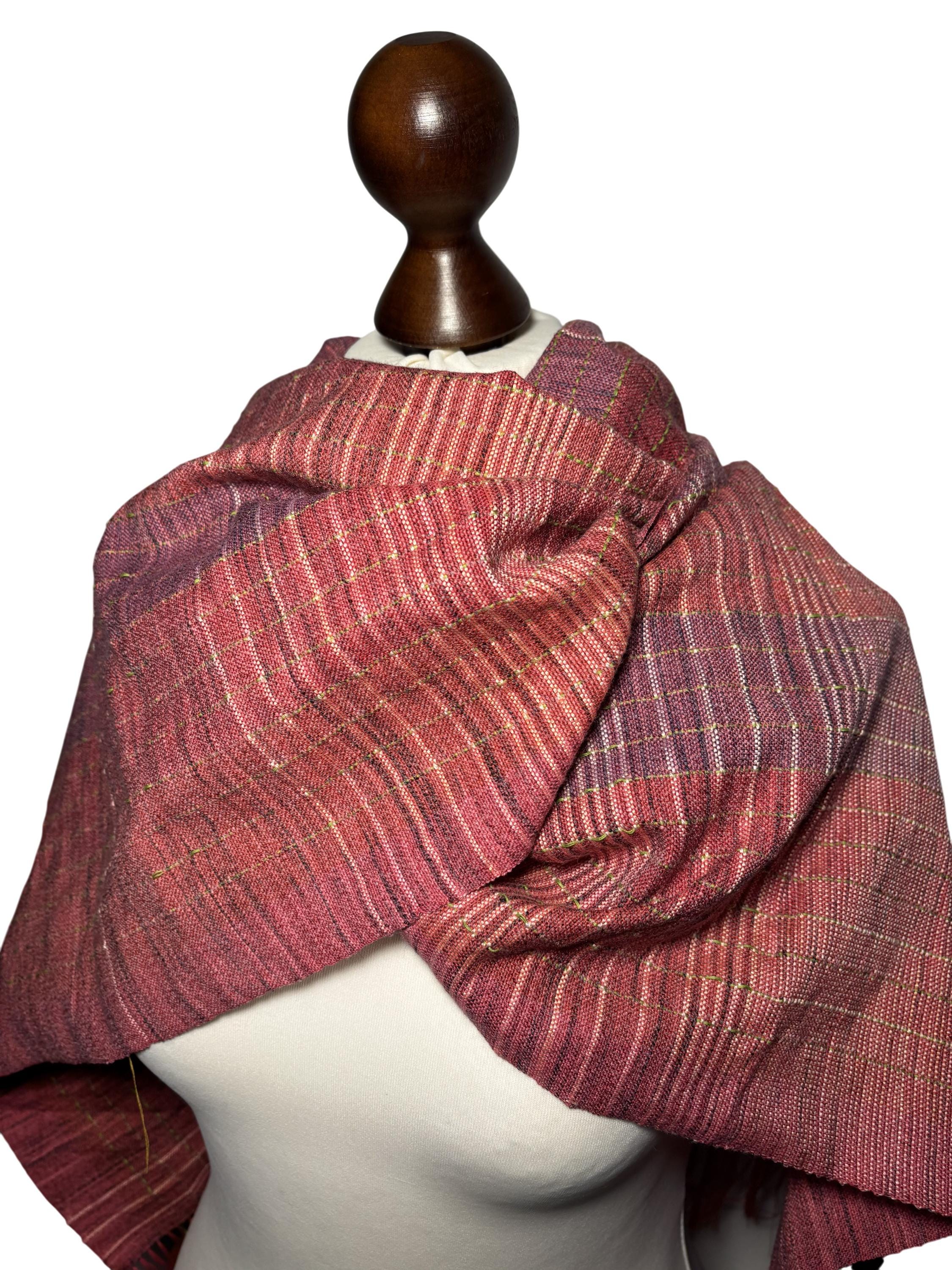 Handwoven Personalized Merino Silk Scarf - Pink Colors - Lightweight Warm Shawl - Giftable Wrap, personalized stole
