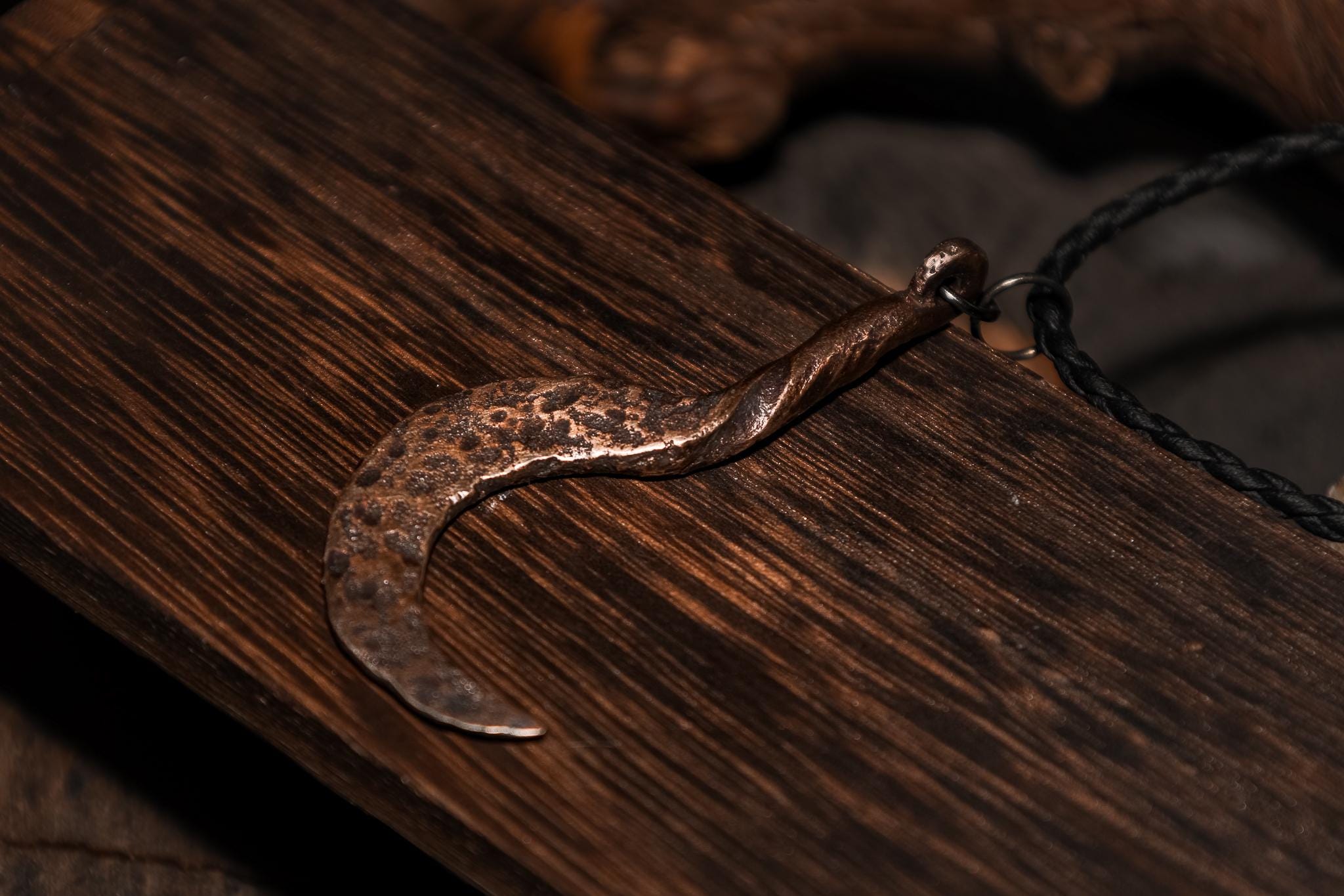 Sickle Pendant, Handmade Bronze Talisman, Dark Fantasy Artifact, photo 2