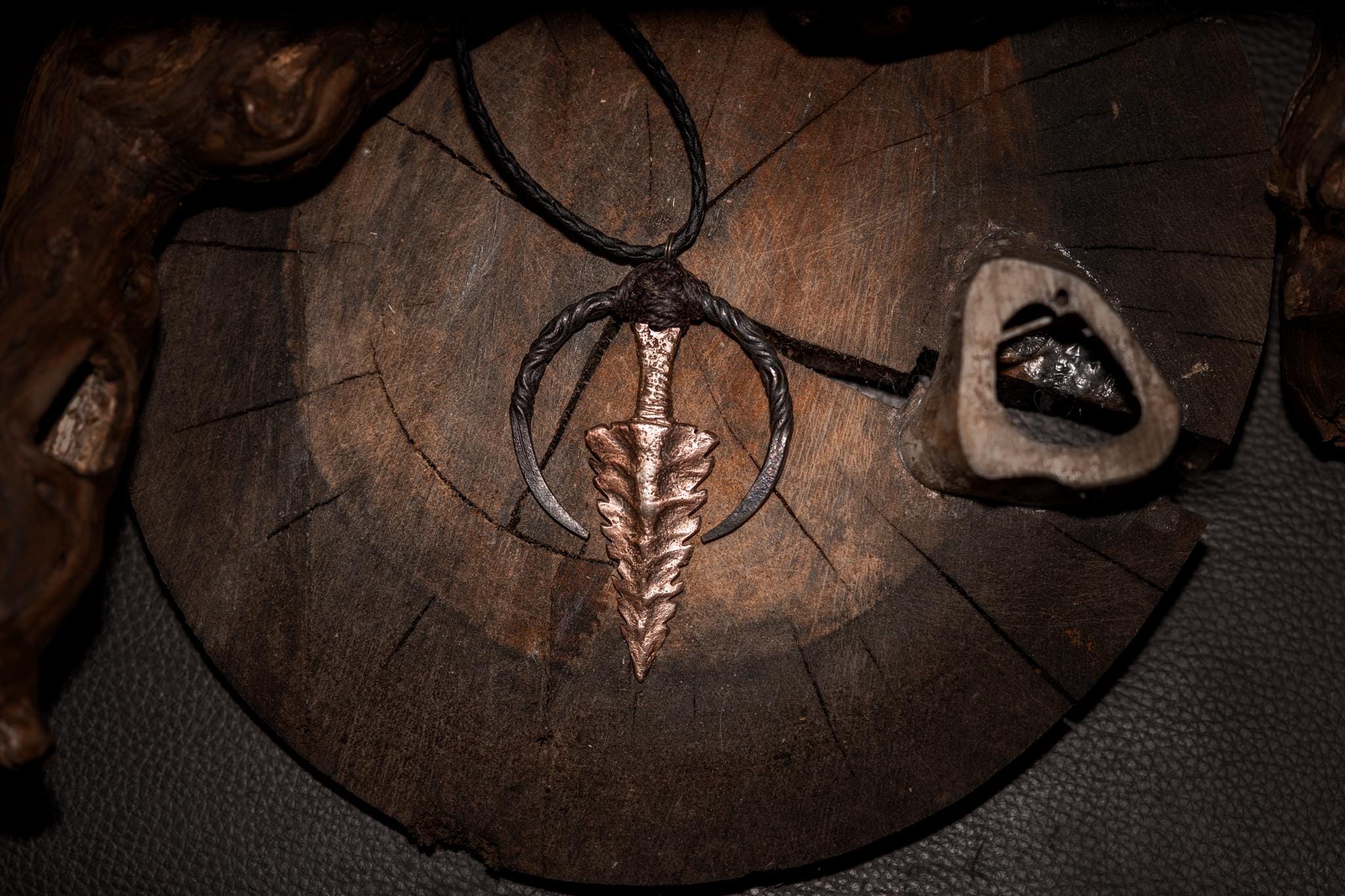 Nightwalker Witch Talisman, Hand-forged iron, cast bronze pendant, photo 4