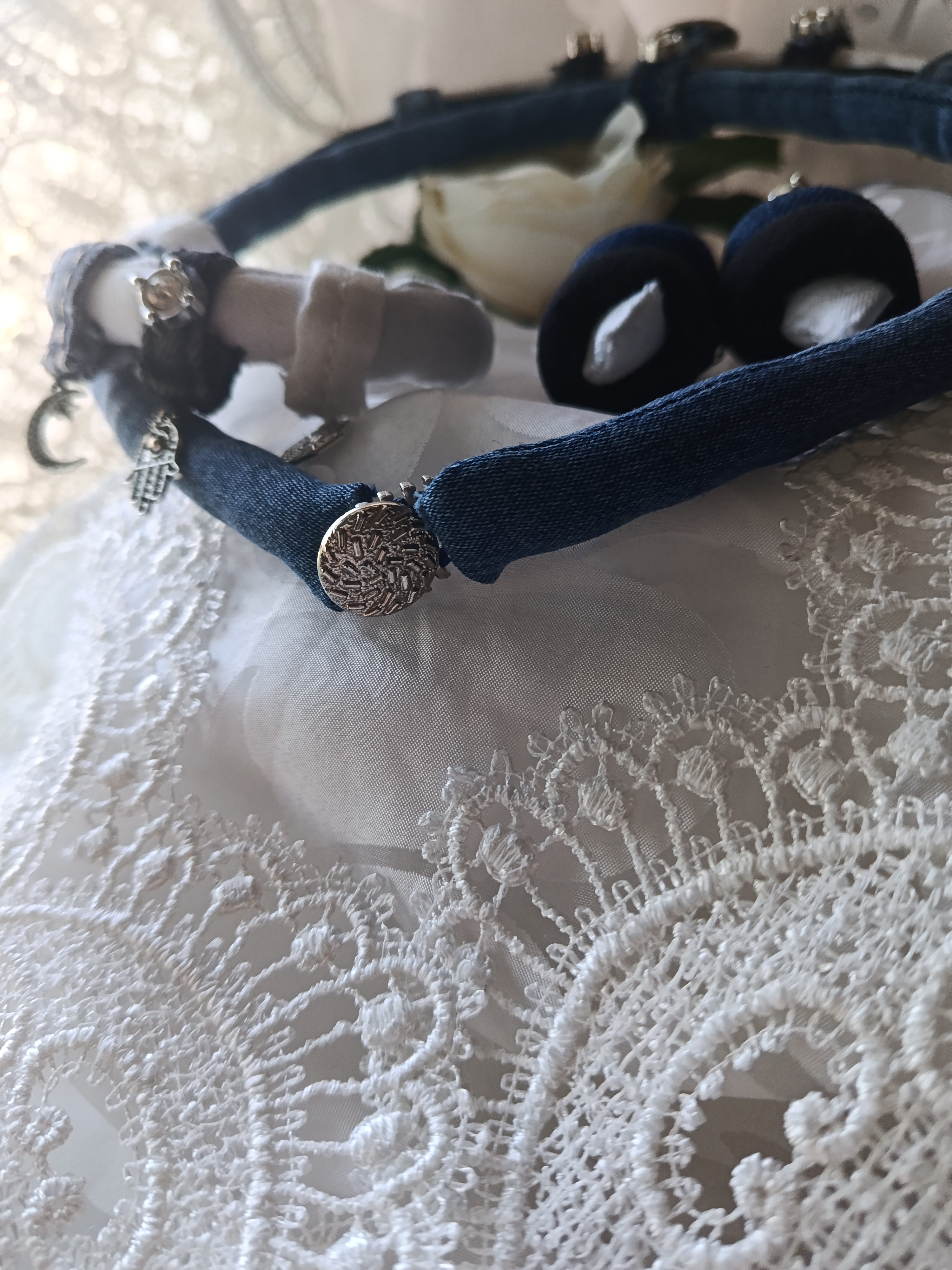 Handcrafted 3-Piece Upcycled Denim Jewelry Set: Multi-Strand Statement Necklace, Bracelet & Earrings, photo 3