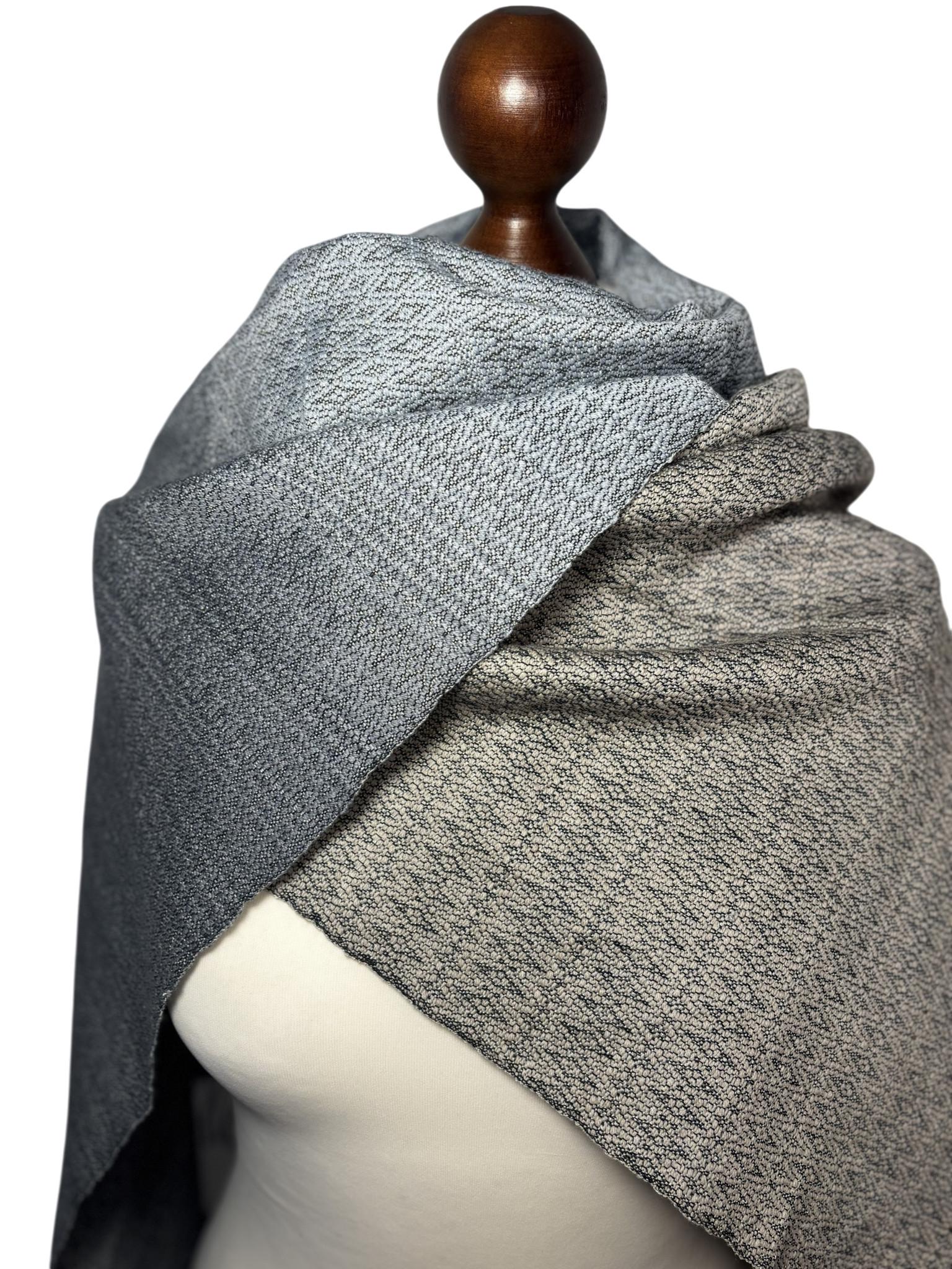 Bluish-Grey Luxurious Scarf, Handwoven Merino Scarf, Personalized with Monogram, photo 2
