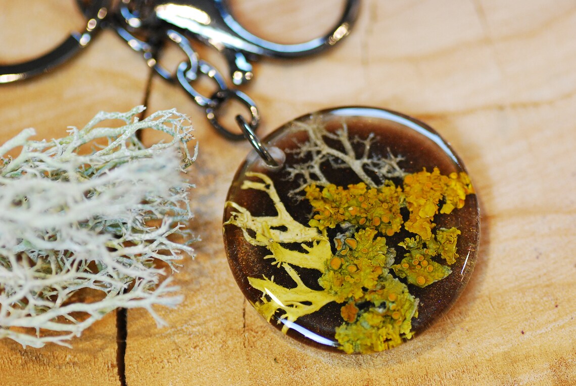 Botanical Resin Bag Charm - Lichen Forest Keychain