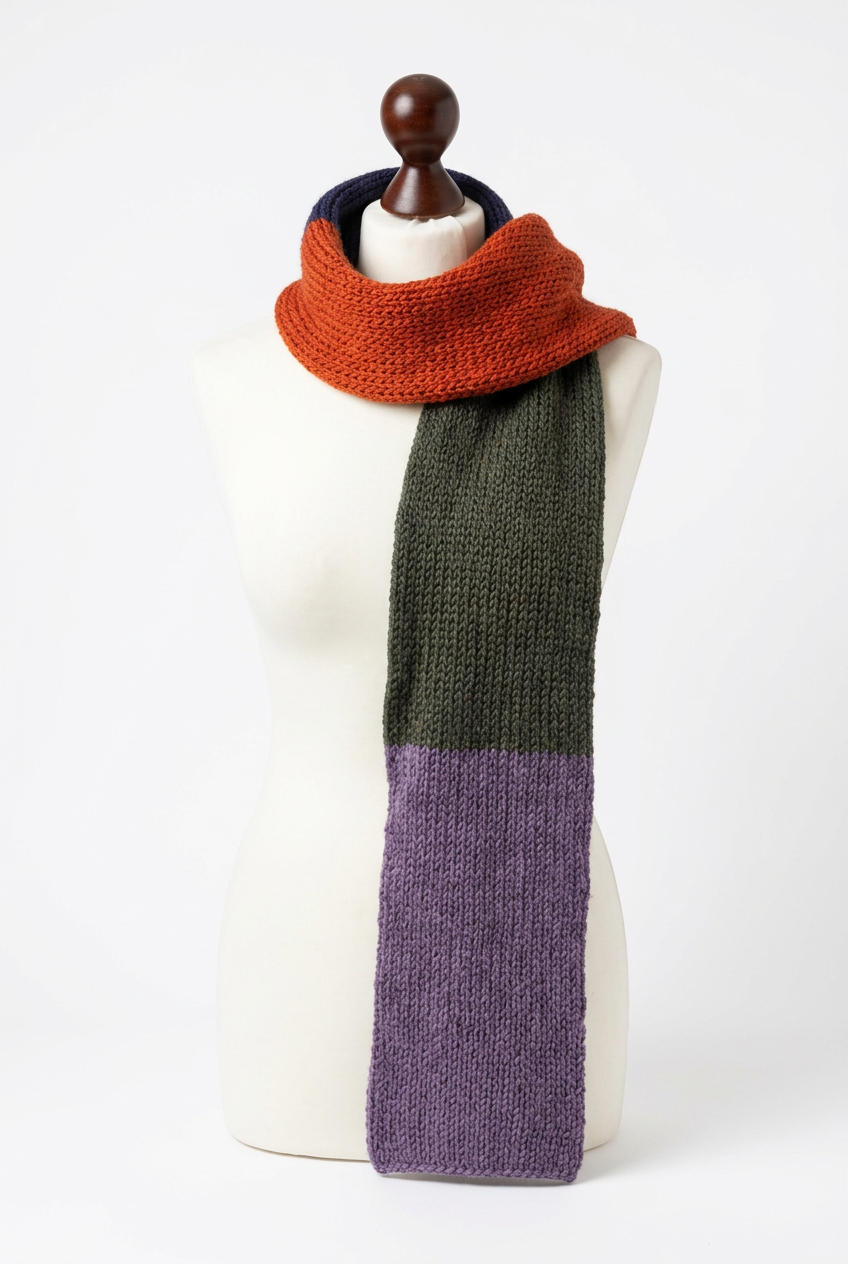 Handmade Merino Wool & Alpaca Scarf – Colorful Hand-Knitted Statement Scarf