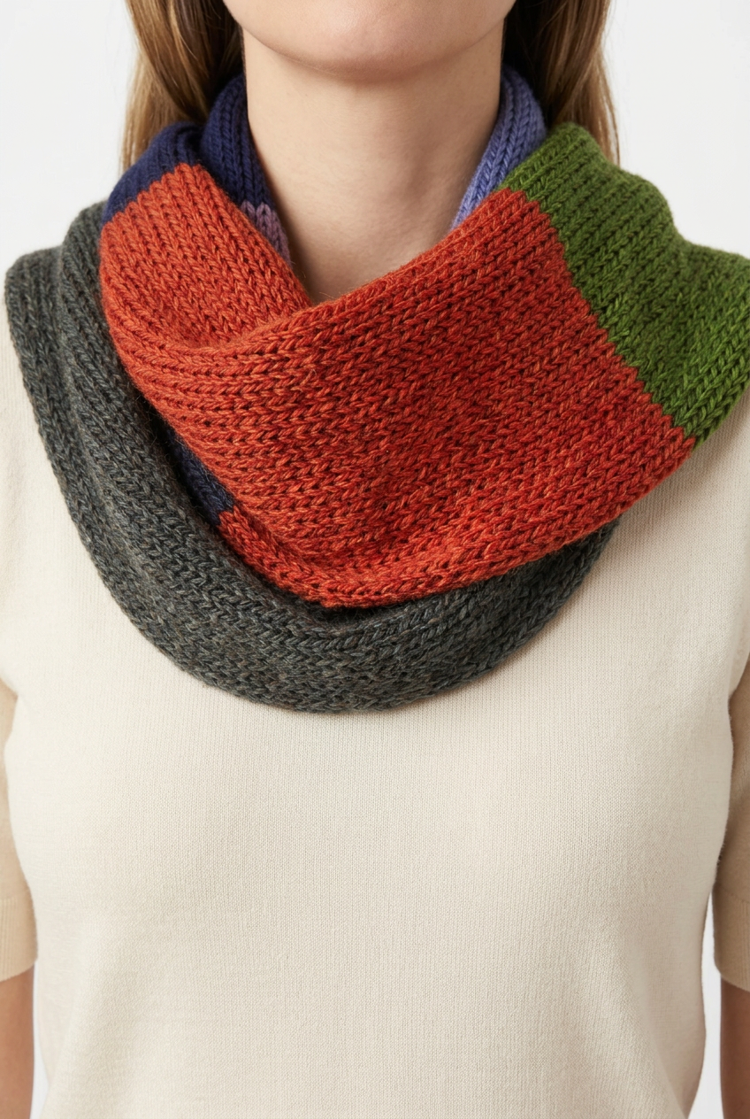 Handmade Merino Wool & Alpaca Scarf – Colorful Hand-Knitted Statement Scarf, photo 4