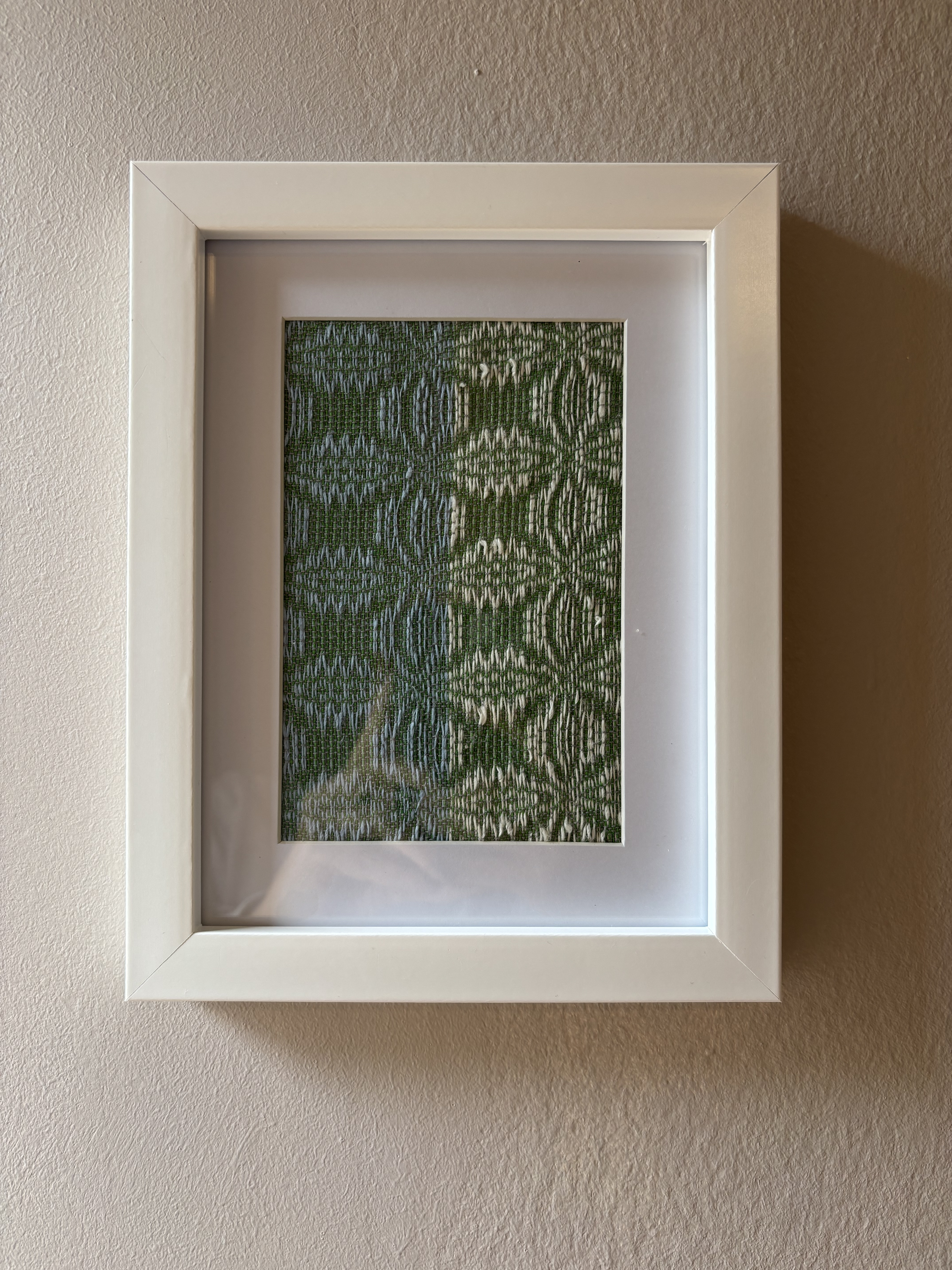 Handwoven Lily Wall Art – Green, Blue & White Textile Art, photo 2