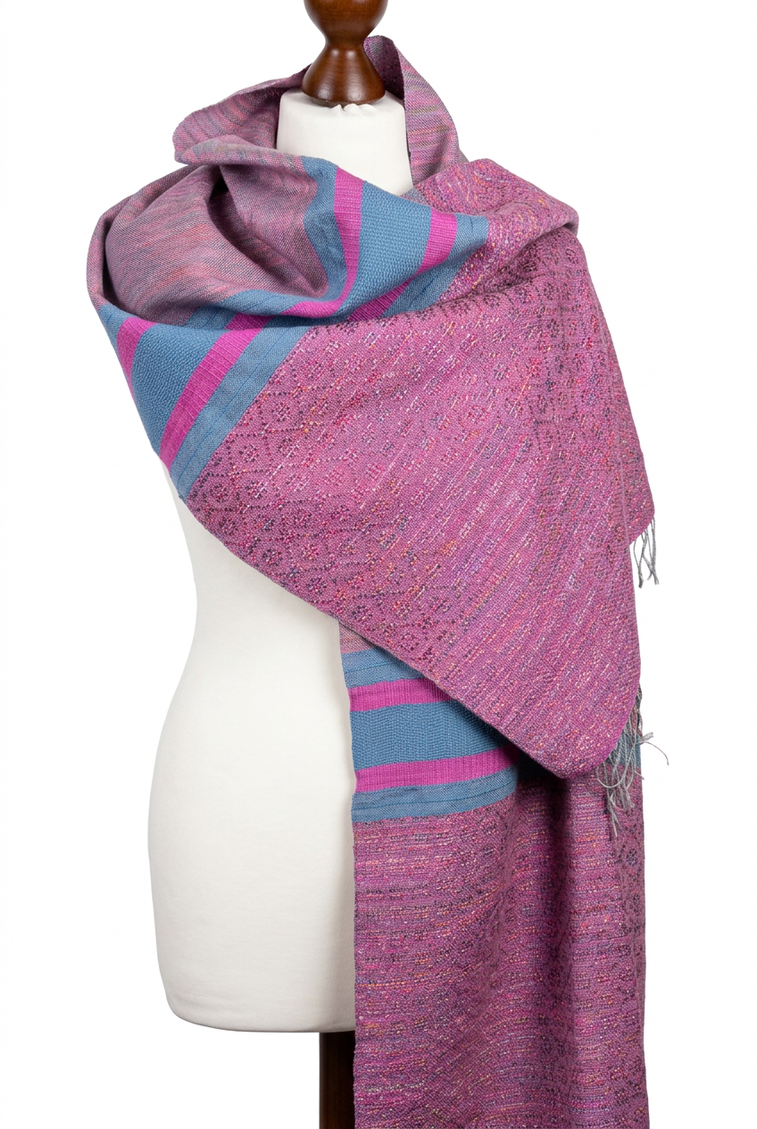 Hand-Painted Raspberry Silk Scarf – Luxury Pink Wrap for Women – Personalizable Giftable Accessory