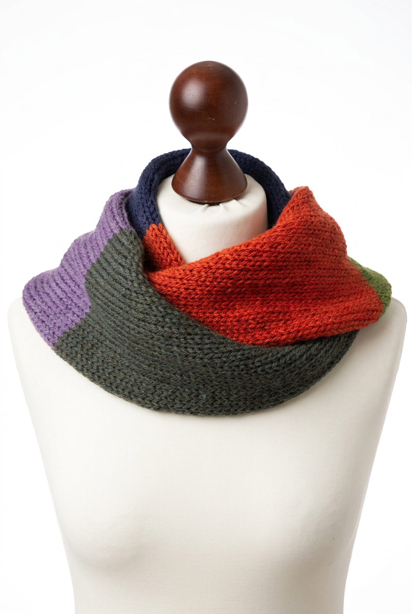 Handmade Merino Wool & Alpaca Scarf – Colorful Hand-Knitted Statement Scarf, photo 3