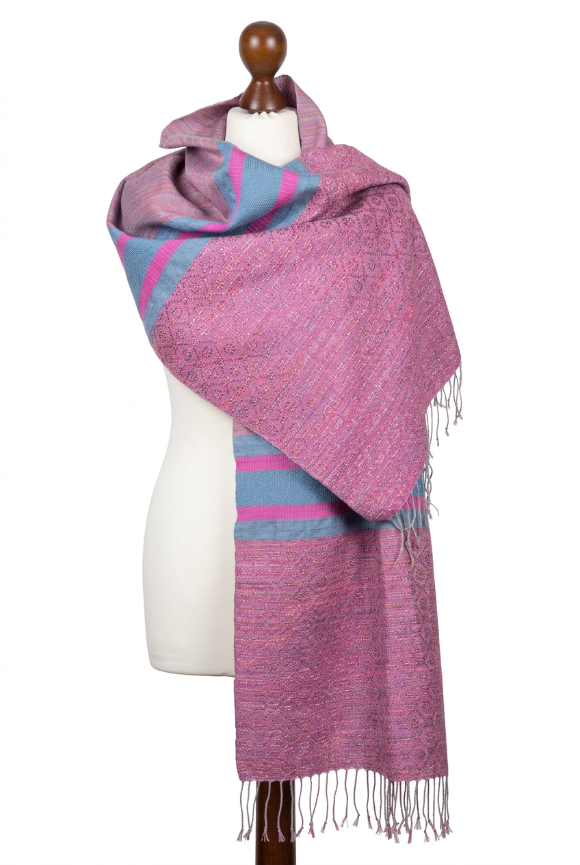 Hand-Painted Raspberry Silk Scarf – Luxury Pink Wrap for Women – Personalizable Giftable Accessory, photo 3
