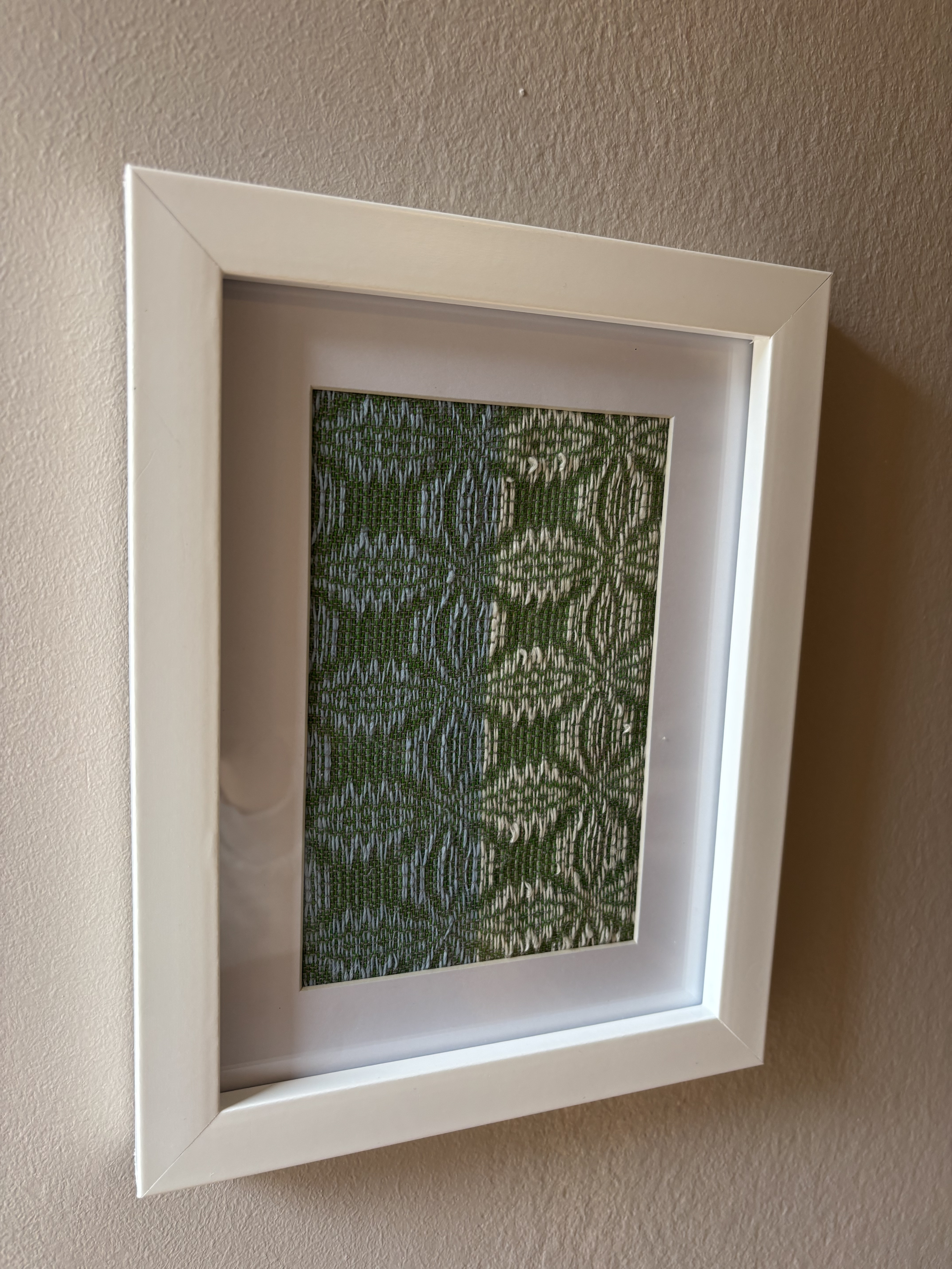 Handwoven Lily Wall Art – Green, Blue & White Textile Art, photo 3