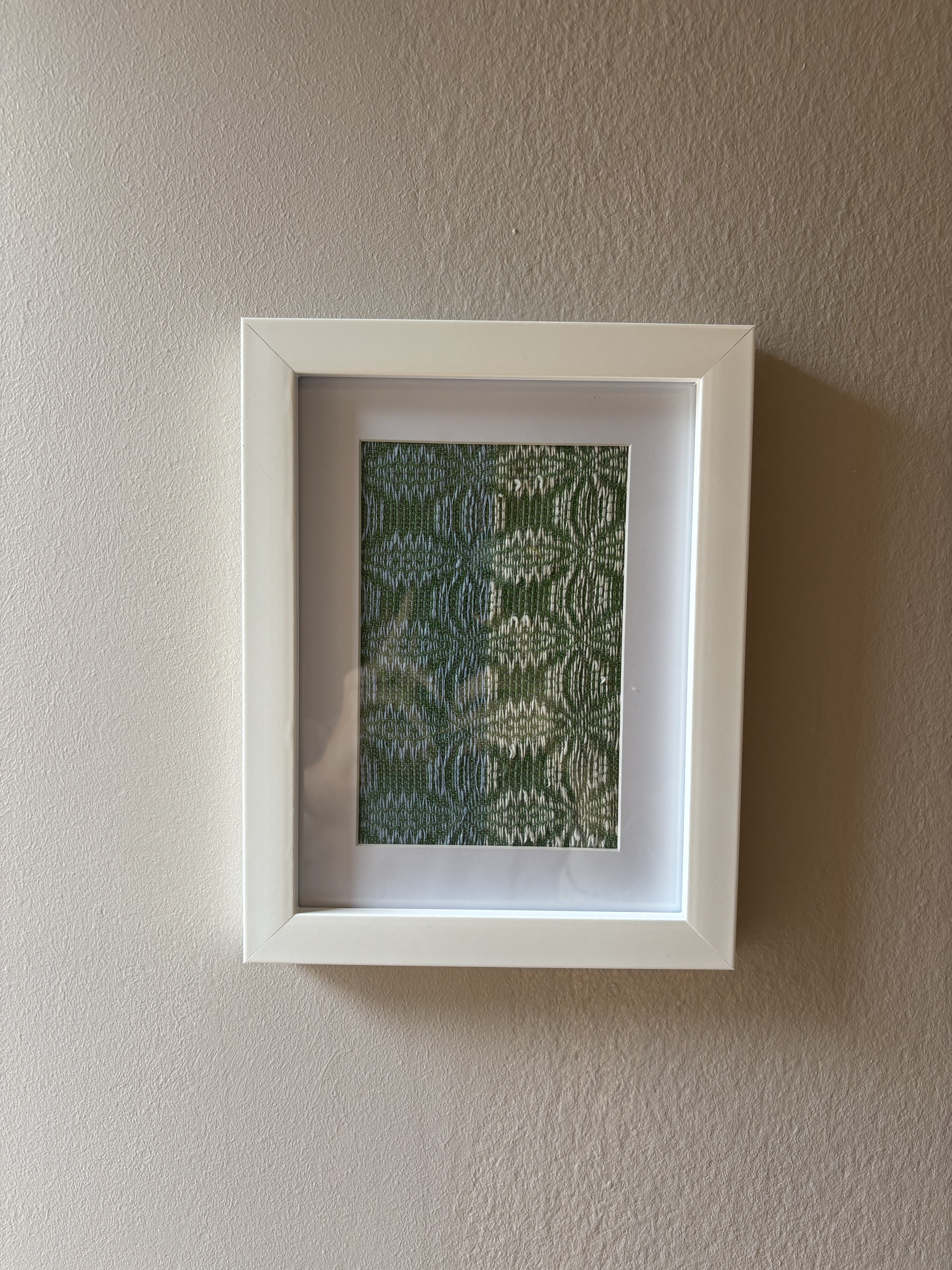 Handwoven Lily Wall Art – Green, Blue & White Textile Art, photo 5