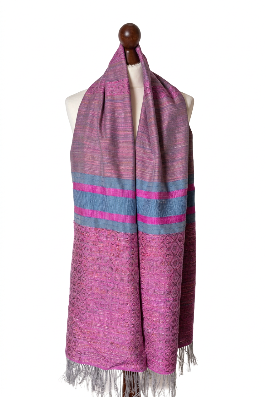 Hand-Painted Raspberry Silk Scarf – Luxury Pink Wrap for Women – Personalizable Giftable Accessory, photo 6