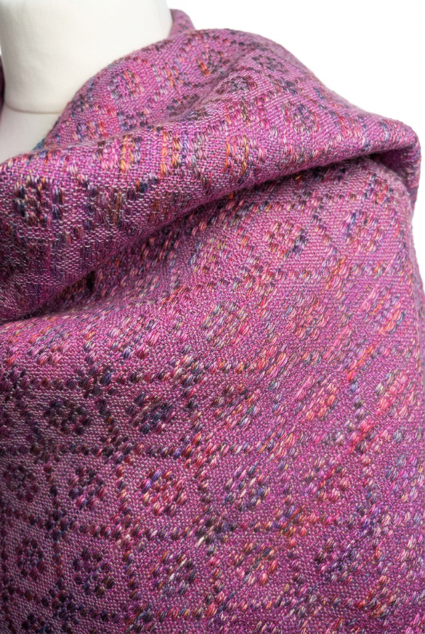 Hand-Painted Raspberry Silk Scarf – Luxury Pink Wrap for Women – Personalizable Giftable Accessory, photo 2