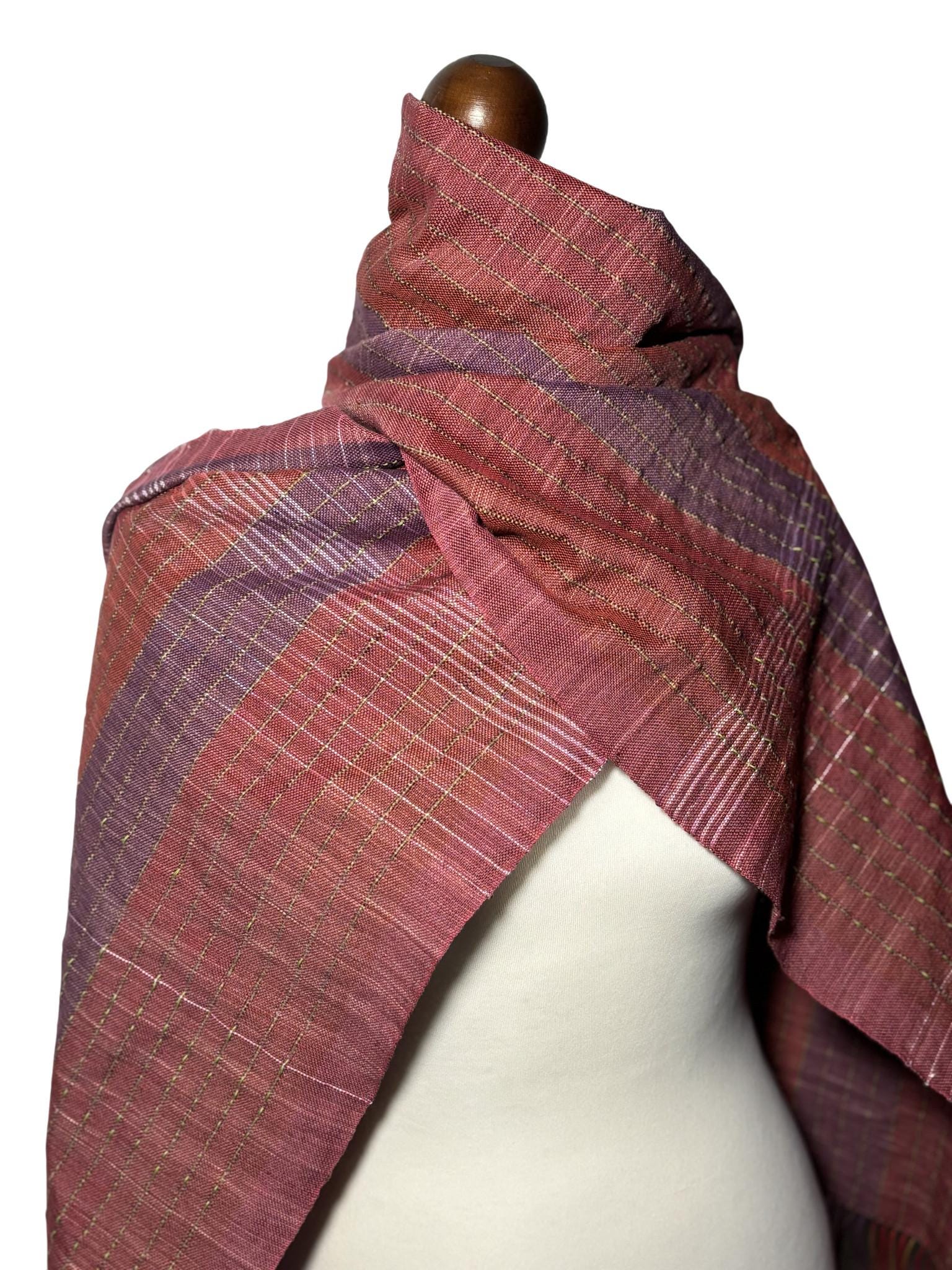 Hand-Dyed Burgundy Silk Scarf, Lightweight Fall Shawl, Monogram Personalized, photo 6
