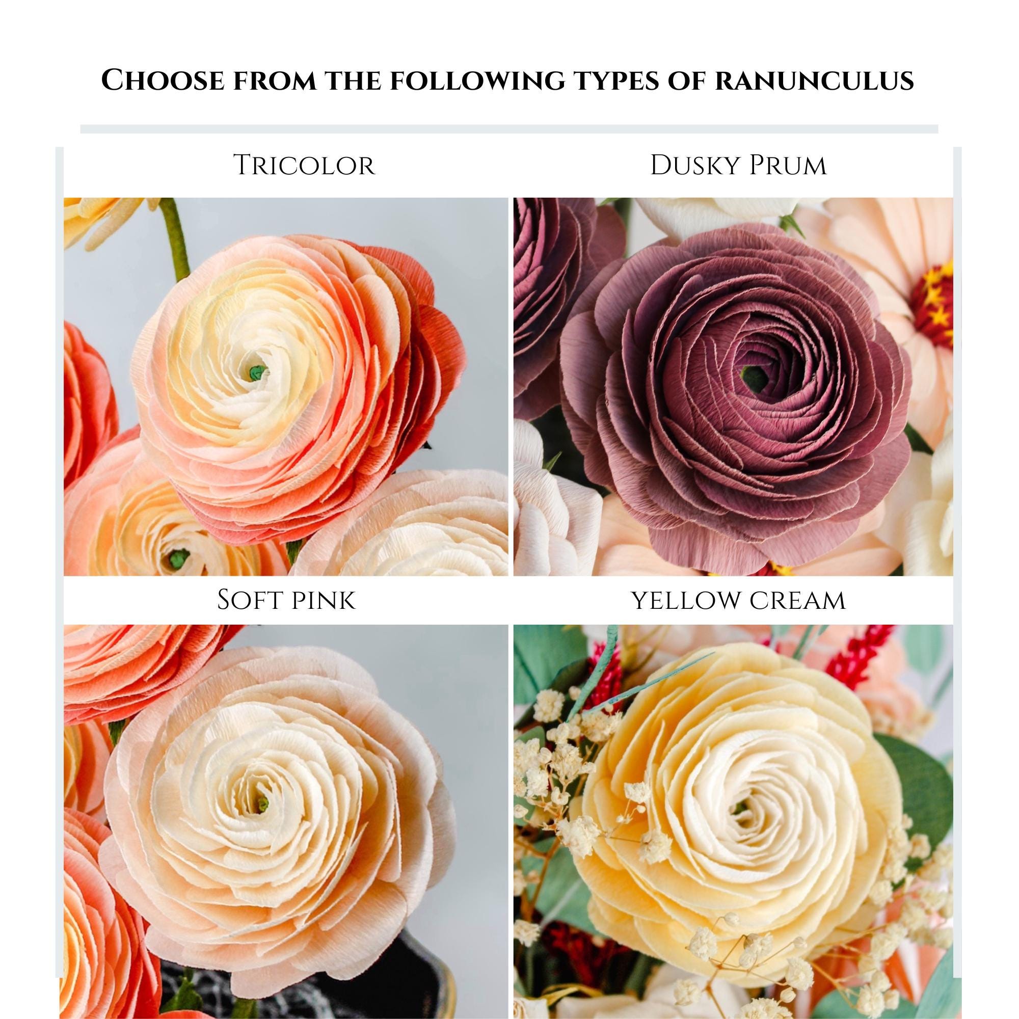 Handmade crepe paper ranunculus flower stems, photo 2