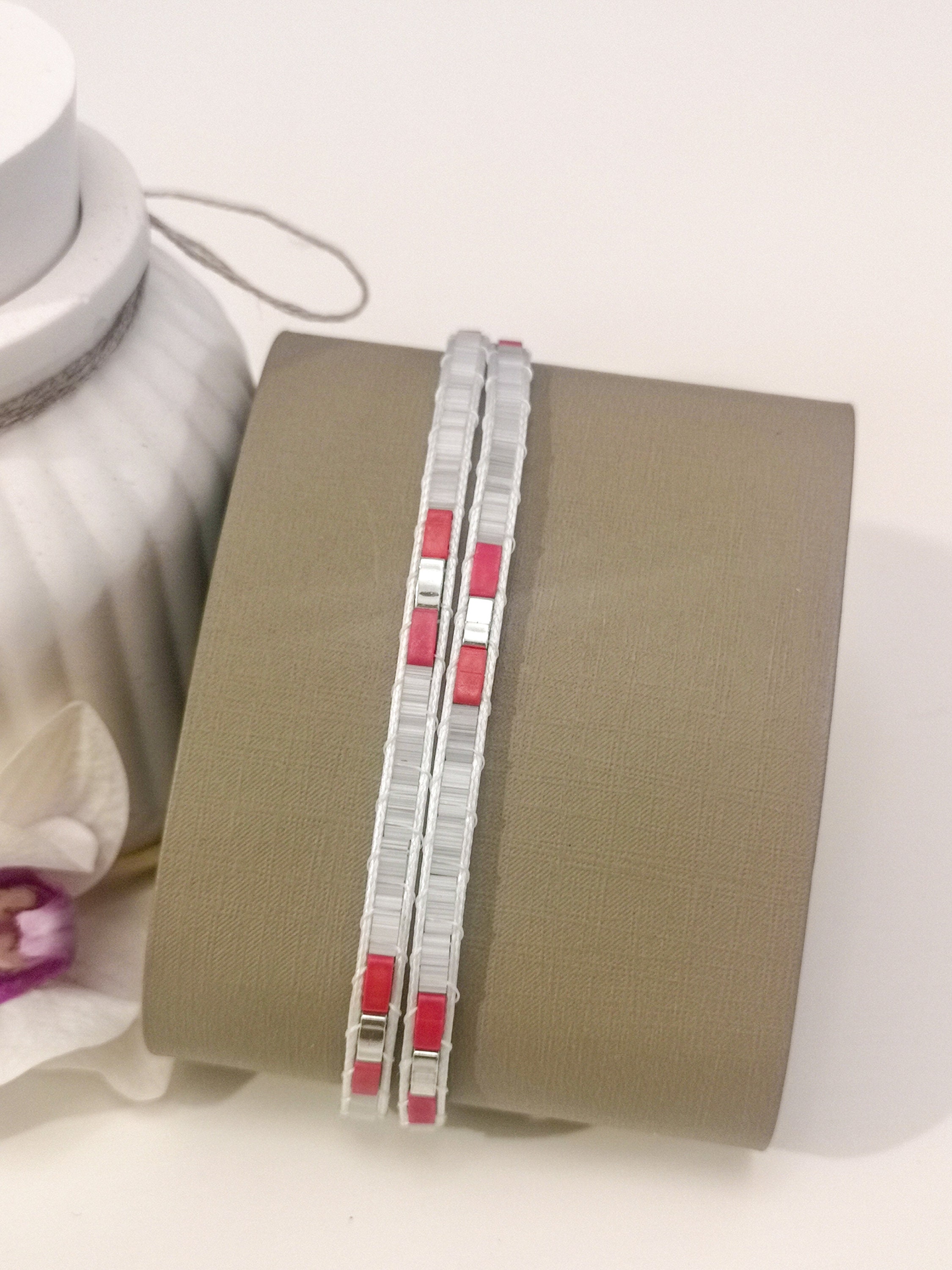 Double wrap bracelet, translucent white unisex glass bracelet, photo 3