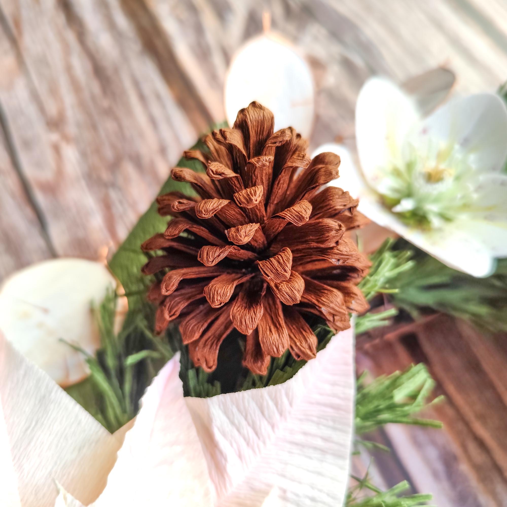 Handmade crepe paper poinsettia wreath, rustic Christmas holiday decor for home, photo 6