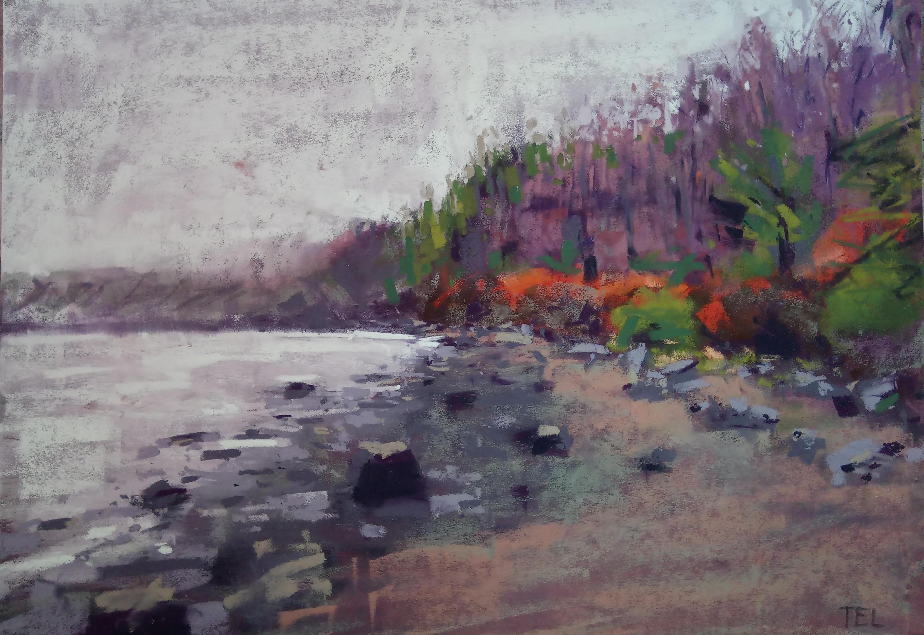 Misty Cheekpoint - Ireland Co. Waterford - Original Soft Pastel Painting 10X12"