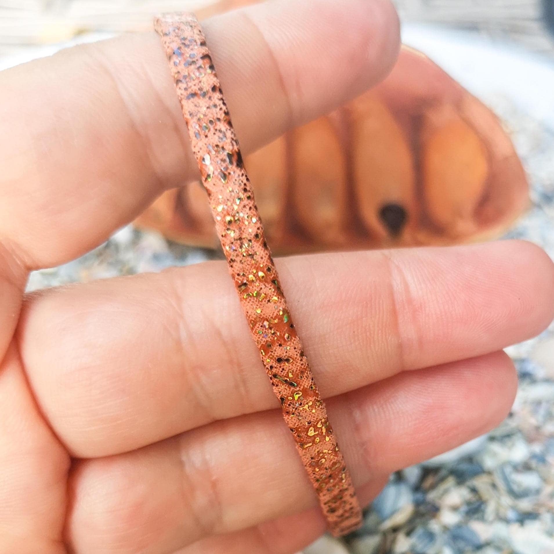 Brown and gold genuine leather bracelet, cork like minimalist wristband, photo 4