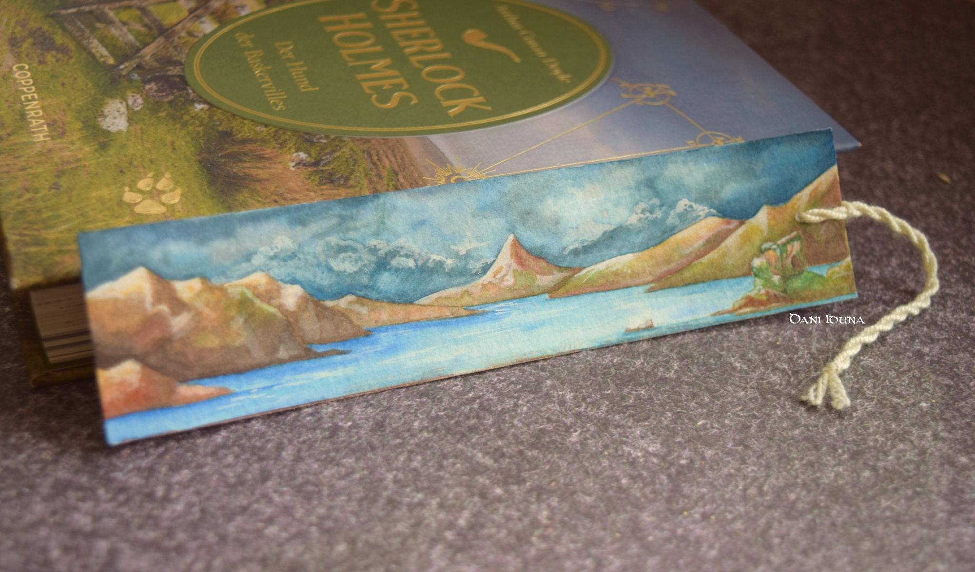 Watercolor Mountain Bookmark | Hand-Painted Fantasy Landscape | Gift for Book Lovers & Readers | Original Artwork, photo 2