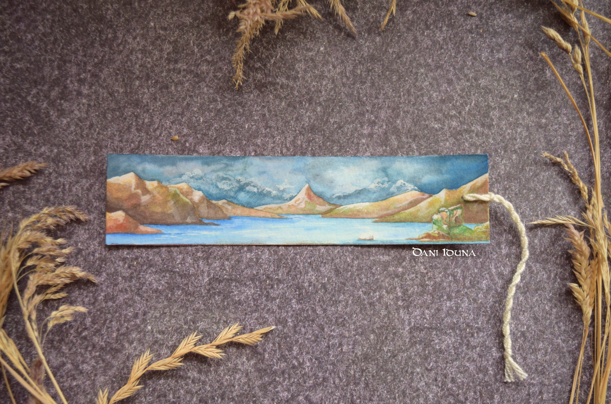 Watercolor Mountain Bookmark | Hand-Painted Fantasy Landscape | Gift for Book Lovers & Readers | Original Artwork, photo 4