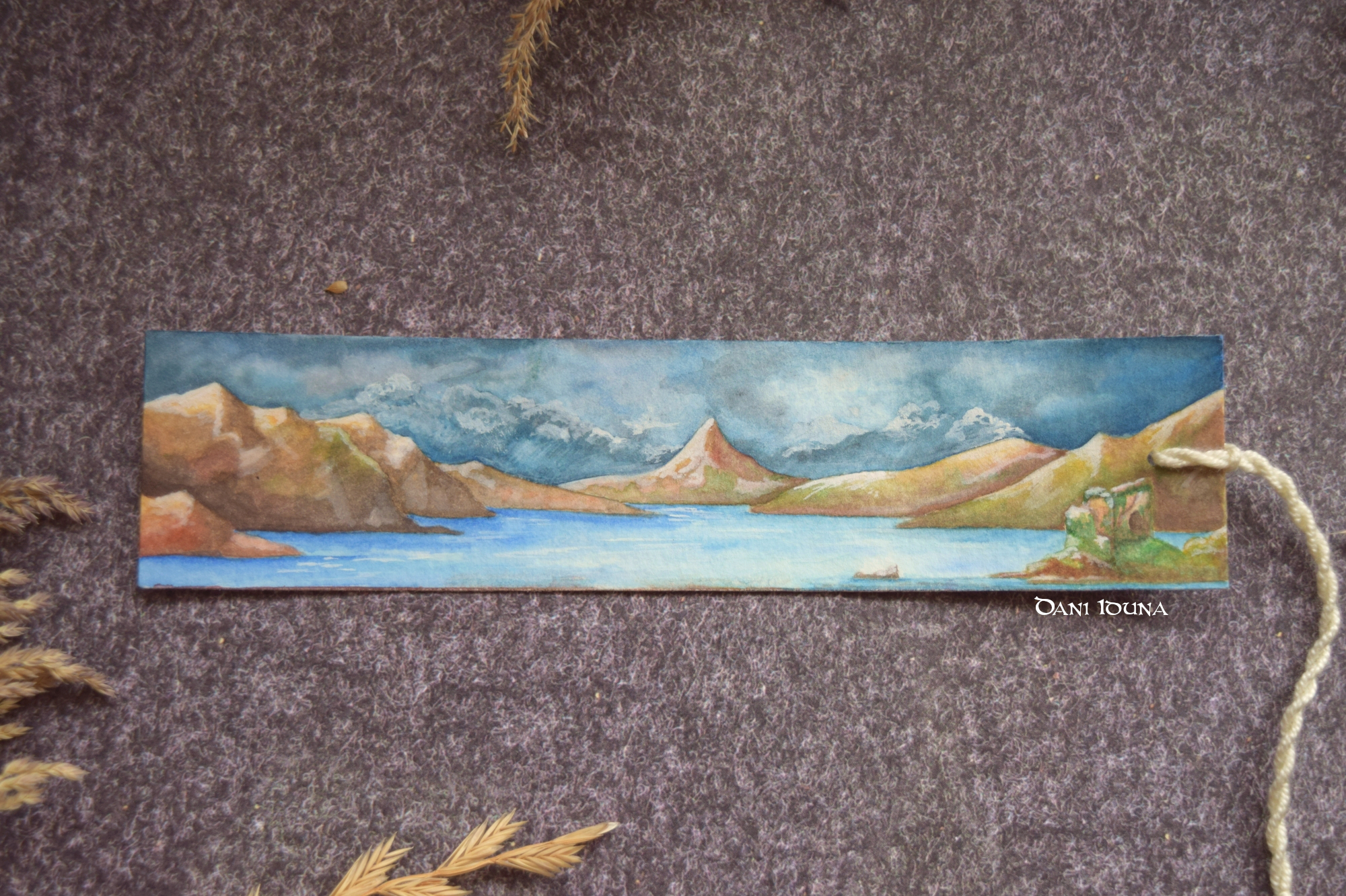 Watercolor Mountain Bookmark | Hand-Painted Fantasy Landscape | Gift for Book Lovers & Readers | Original Artwork, photo 5
