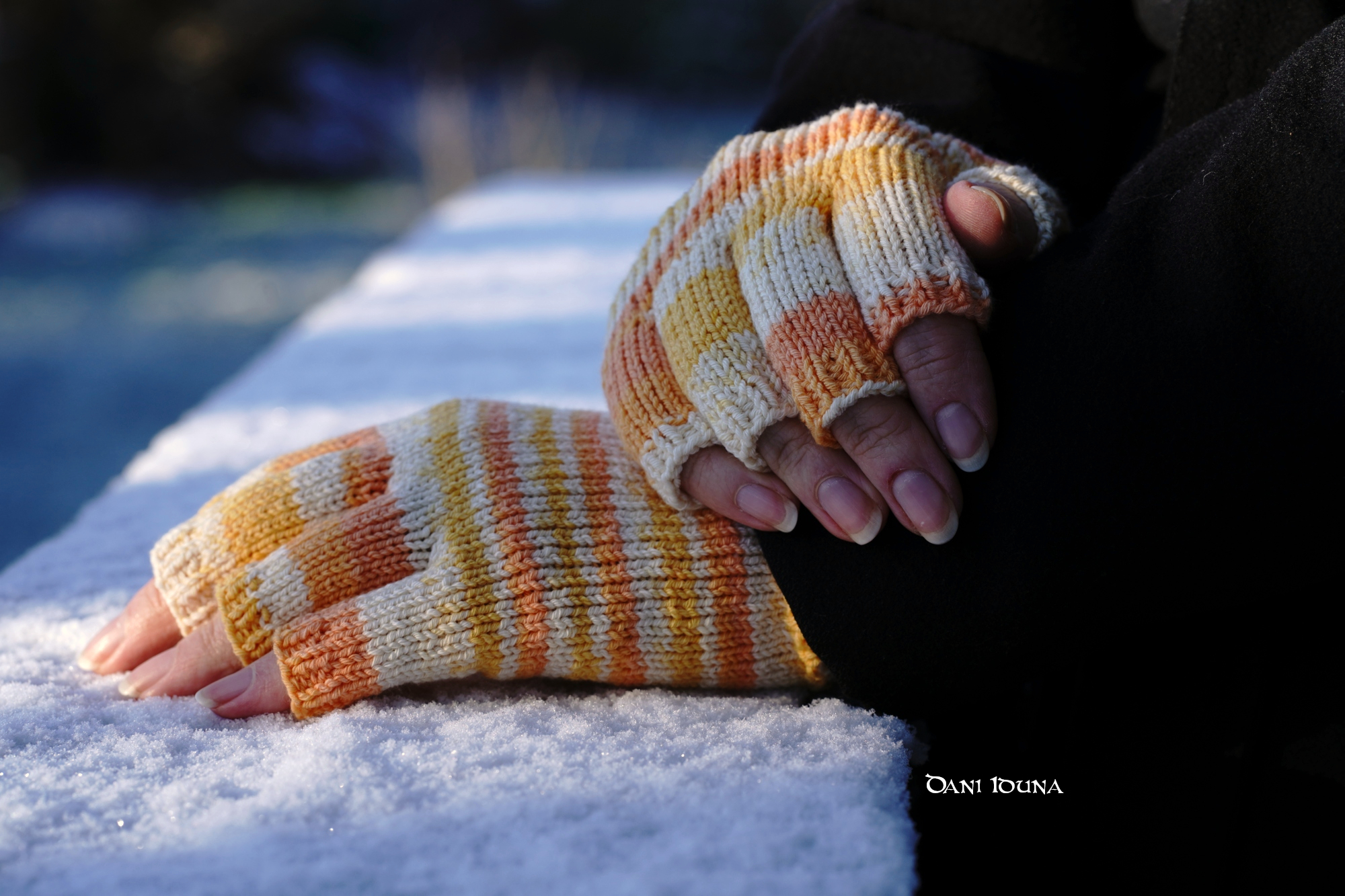 Arm Warmers Knitted Yellow Orange, Half Finger Warmers Wool, Wrist Warmers Women's Handmade, Yellow Hand Warmers Unique, photo 3
